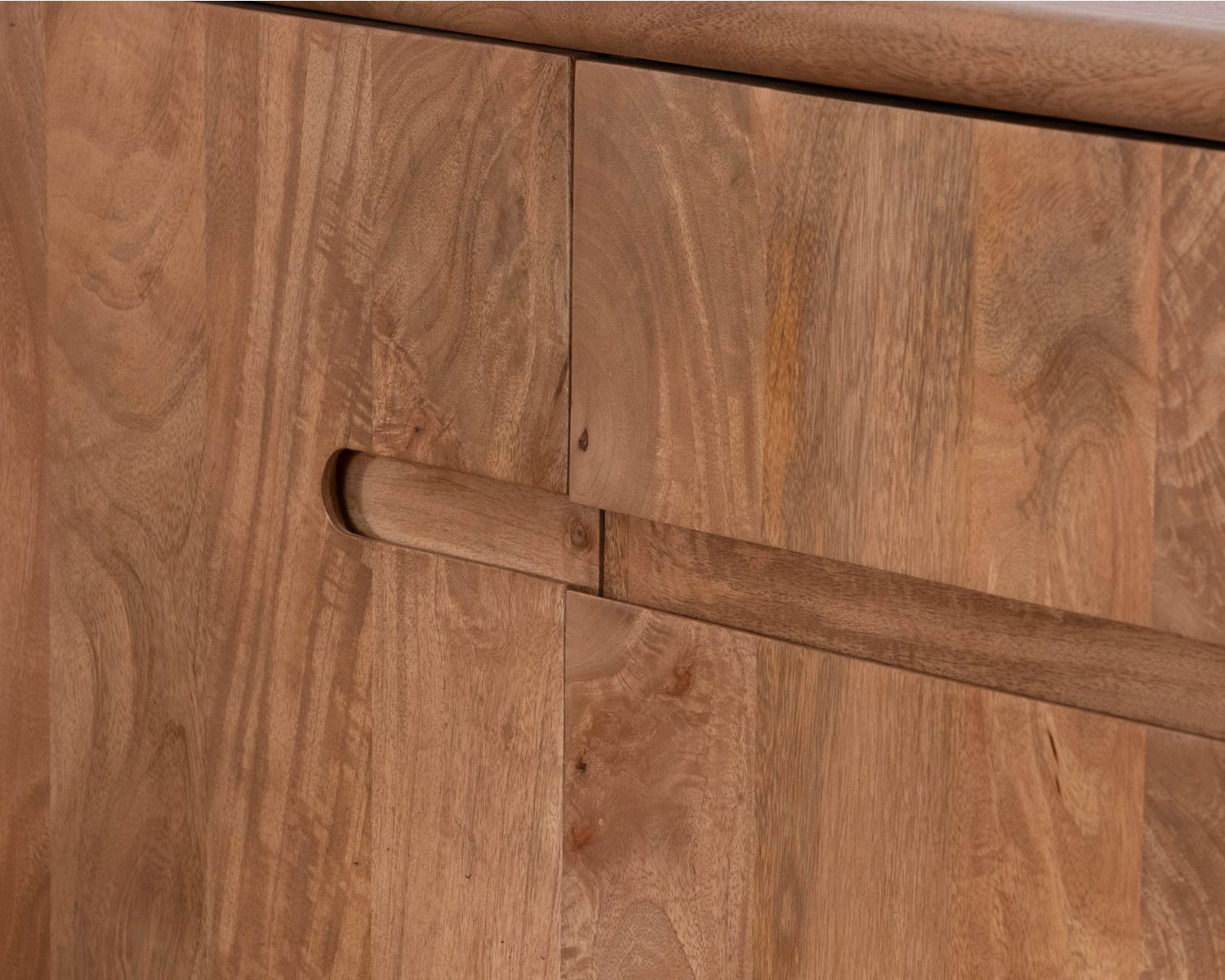 Credenza in stile neo-vintage in legno massello di mango, 170 cm, modello "Spelano", con 4 ante e 2 cassetti