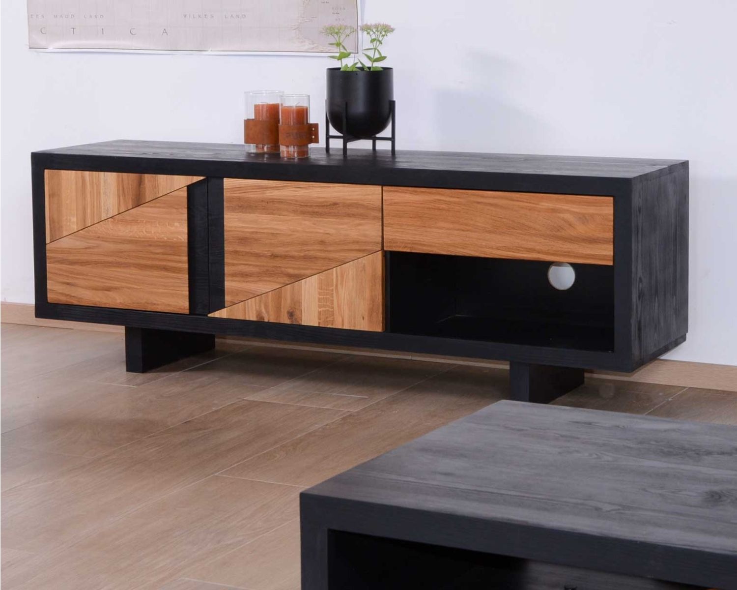 Casita "Flix" mobile TV moderno in legno massiccio bicolore da 160 cm