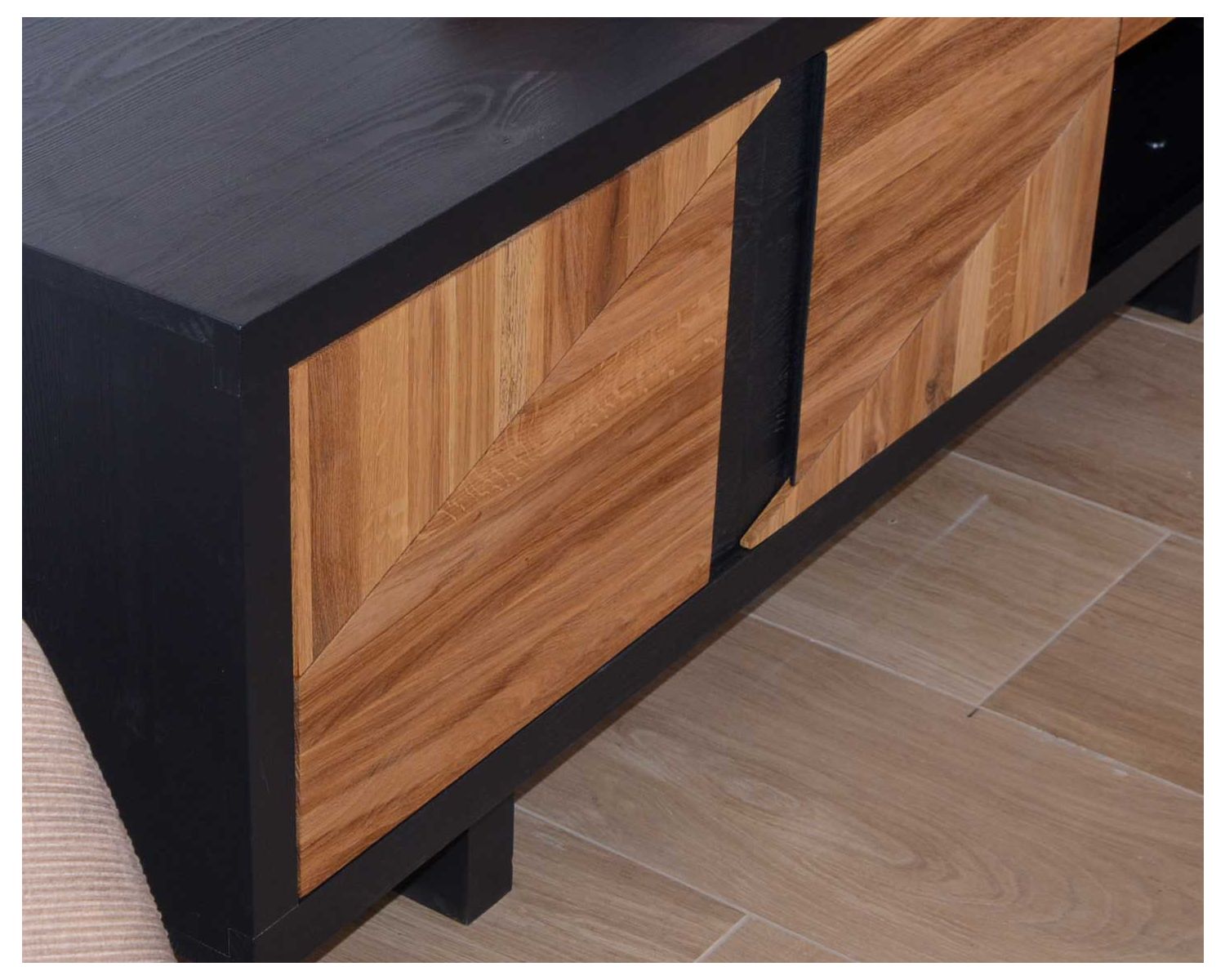 Casita "Flix" mobile TV moderno in legno massiccio bicolore da 160 cm