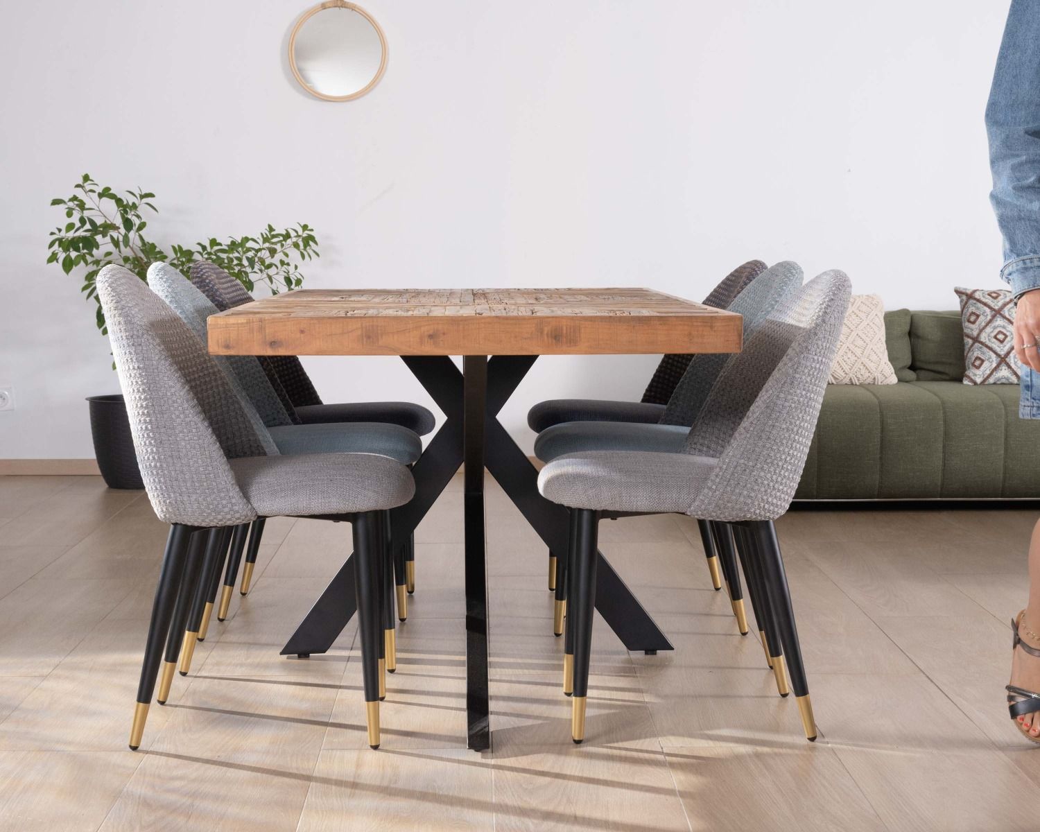 Set di 2 sedie in tessuto grigio "Vermont" con gambe in metallo laccato nero