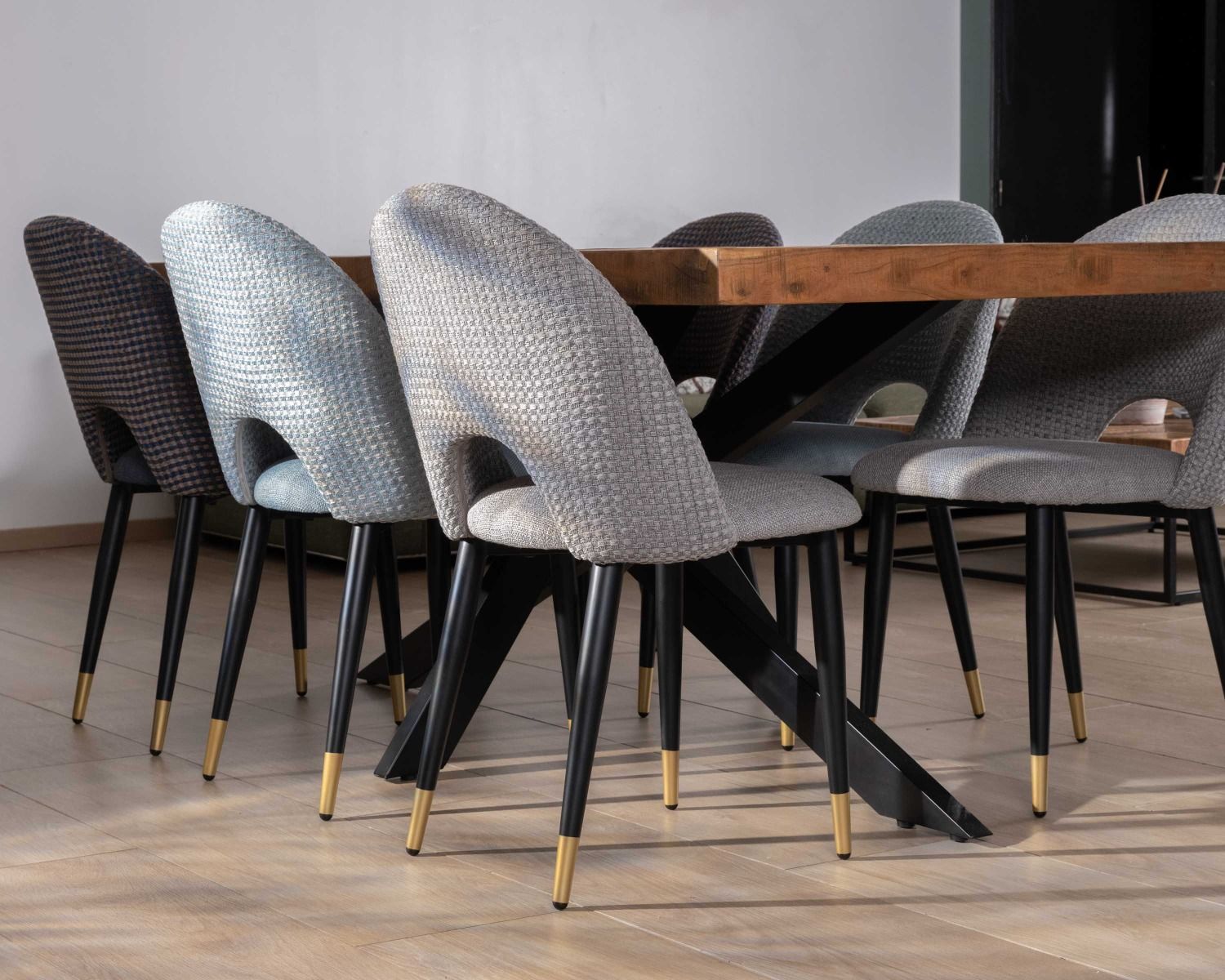 Set di 2 sedie in tessuto grigio "Vermont" con gambe in metallo laccato nero