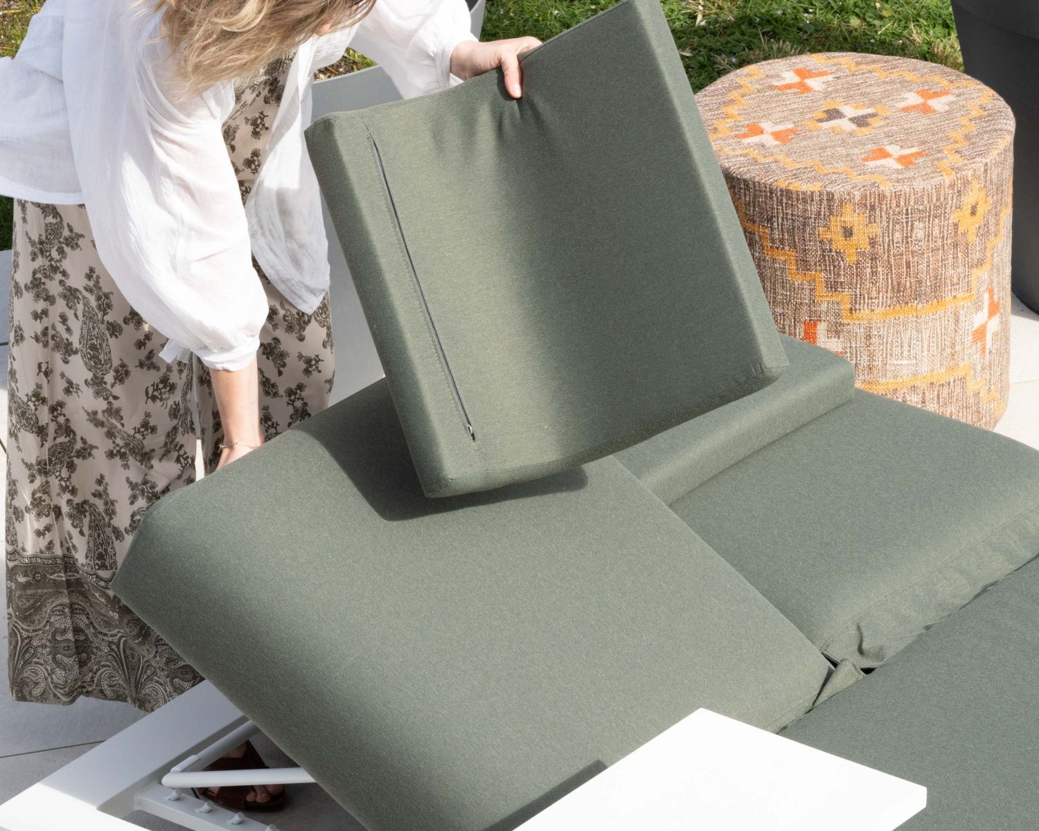 Poggiatesta in tessuto verde kaki per il lettino Nusa Pedina