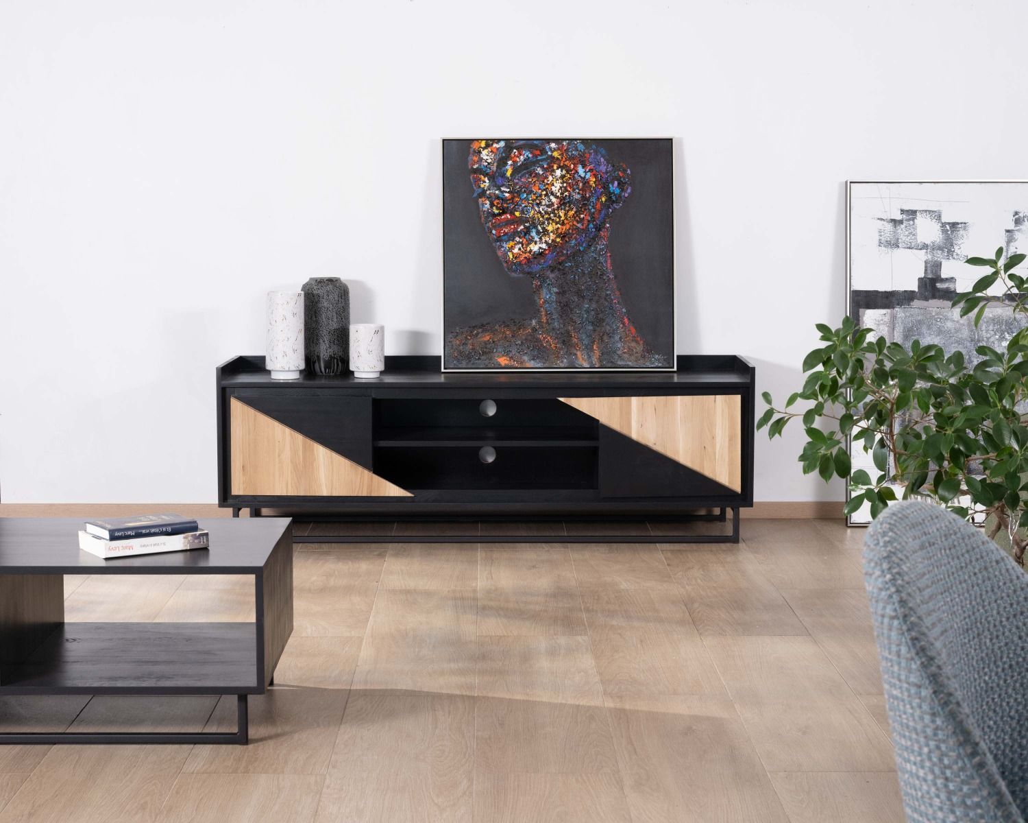 Porta TV "Trace" a 2 ante da 180 cm in legno massiccio