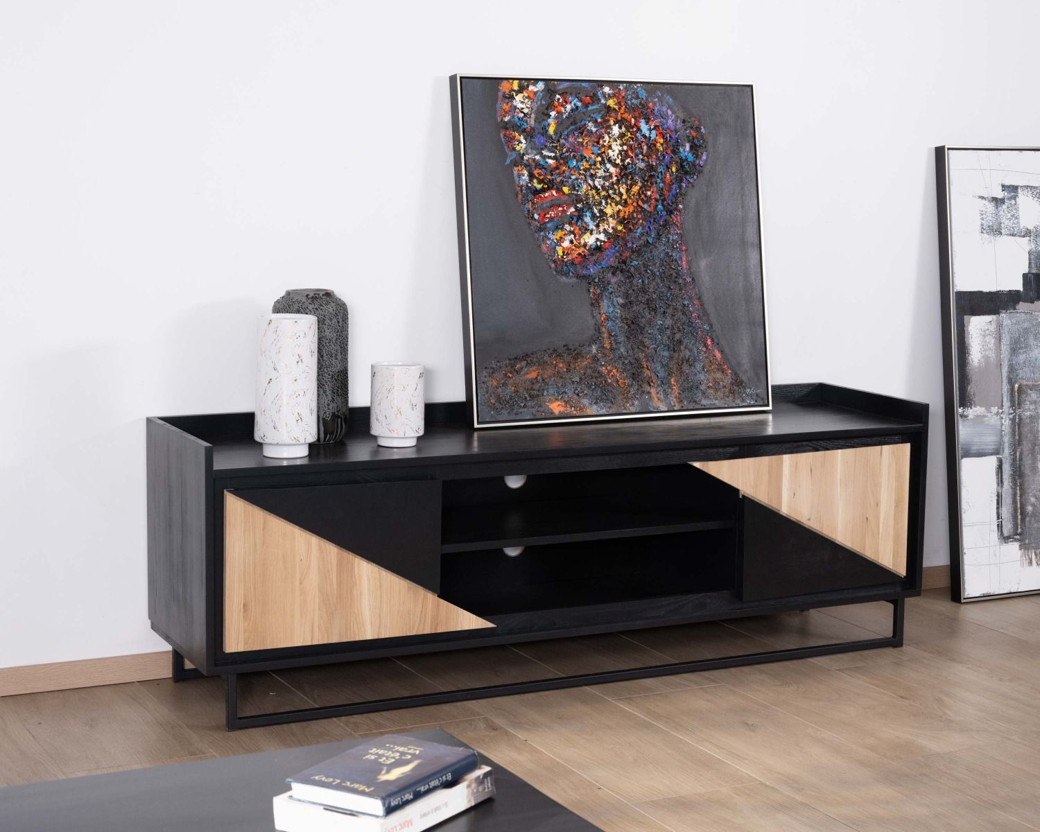 Porta TV "Trace" a 2 ante da 180 cm in legno massiccio