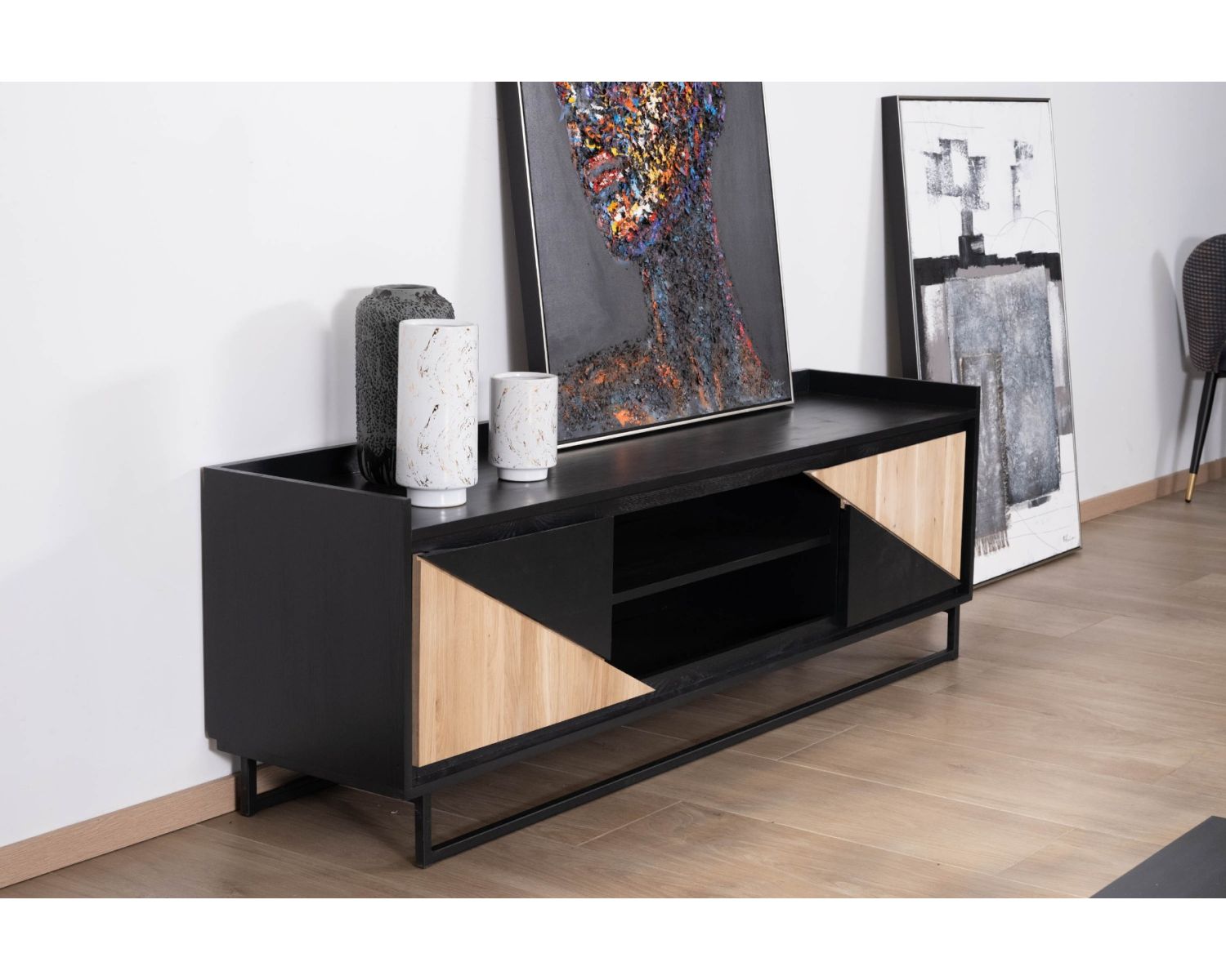 Porta TV "Trace" a 2 ante da 180 cm in legno massiccio