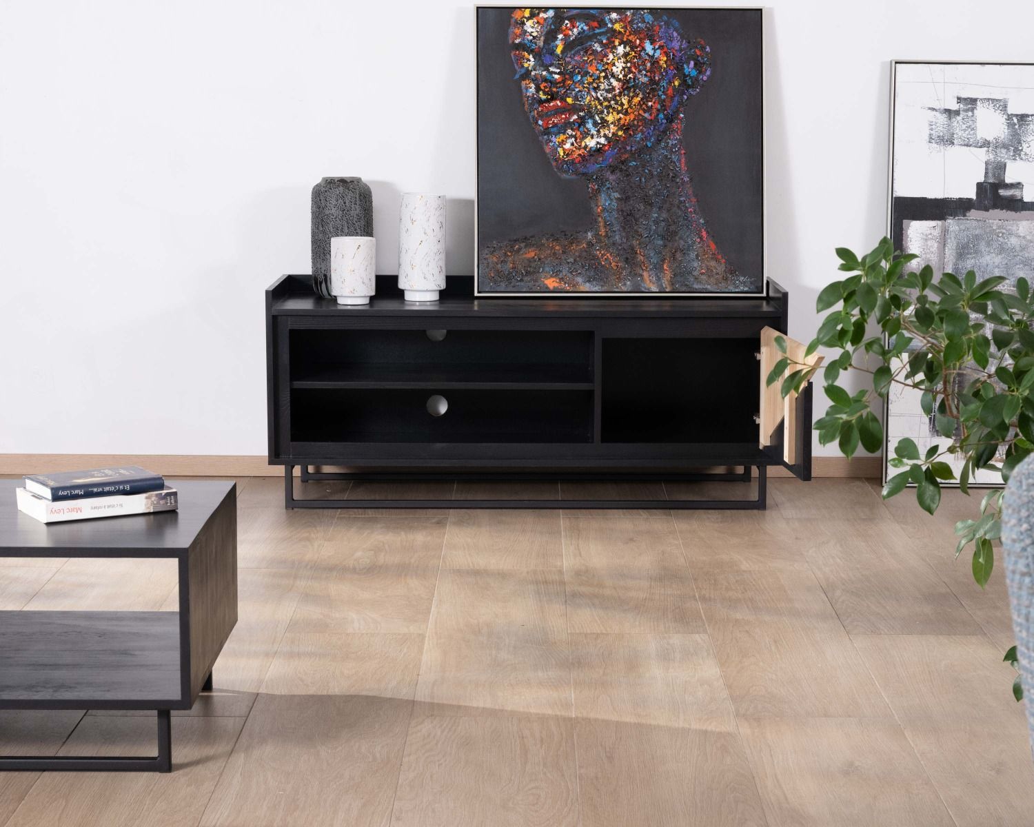 Porta TV in legno massiccio "Trace" 140 cm