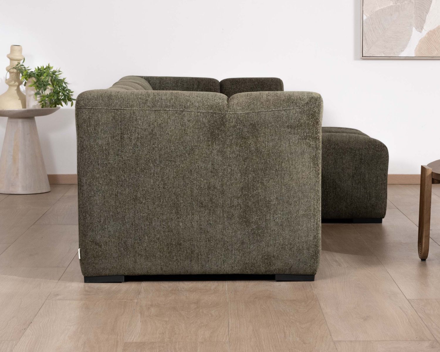 Divano con chaise longue "Enjoy Home" in tessuto bouclette verde