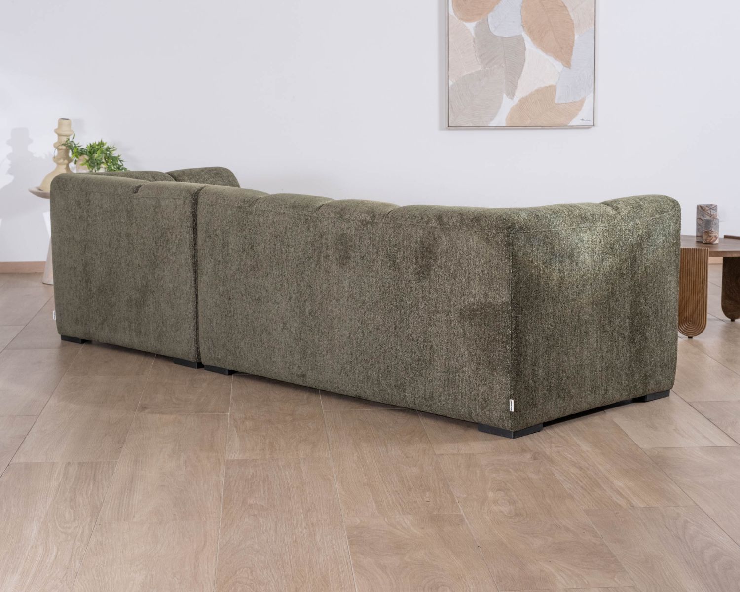 Divano con chaise longue "Enjoy Home" in tessuto bouclette verde