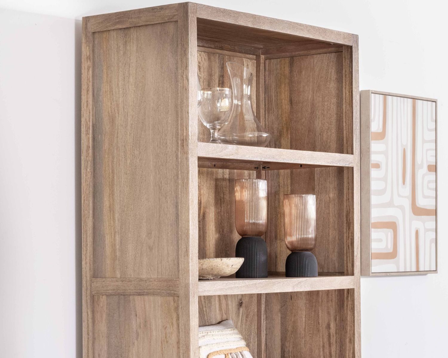 Credenza alta "Maestro" larga 87 cm in mango massiccio con finitura sabbiata