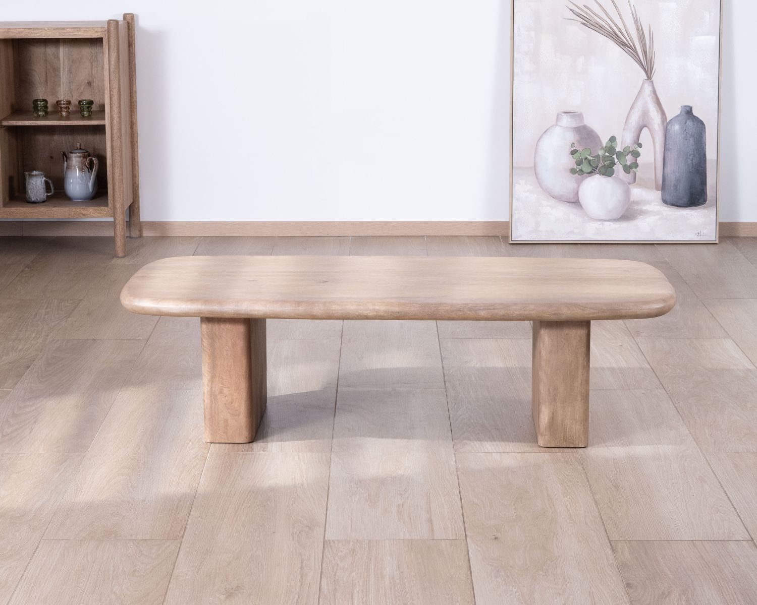 Tavolo da salotto rettangolare "Orobie" in legno di mango, design puro