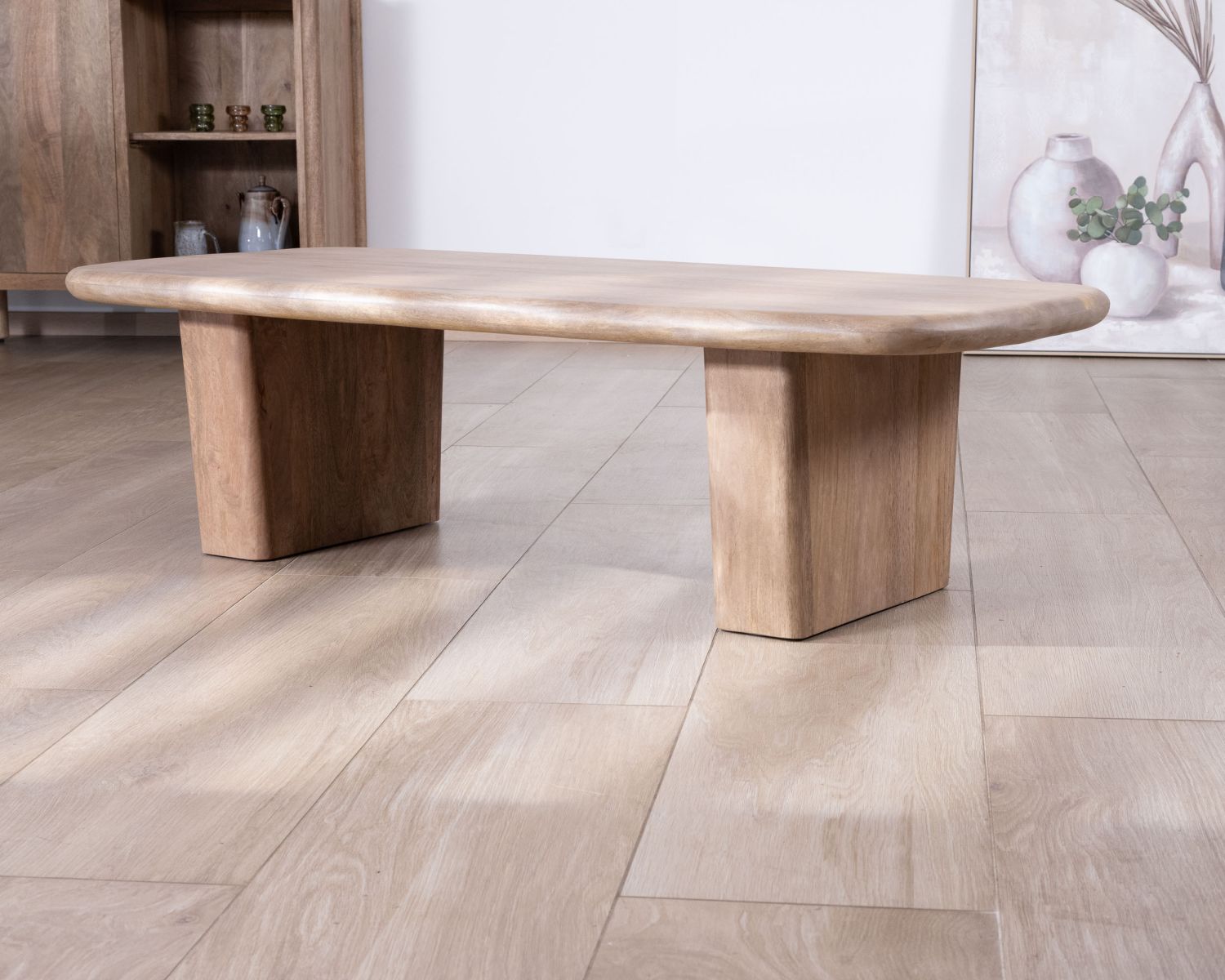 Tavolo da salotto rettangolare "Orobie" in legno di mango, design puro