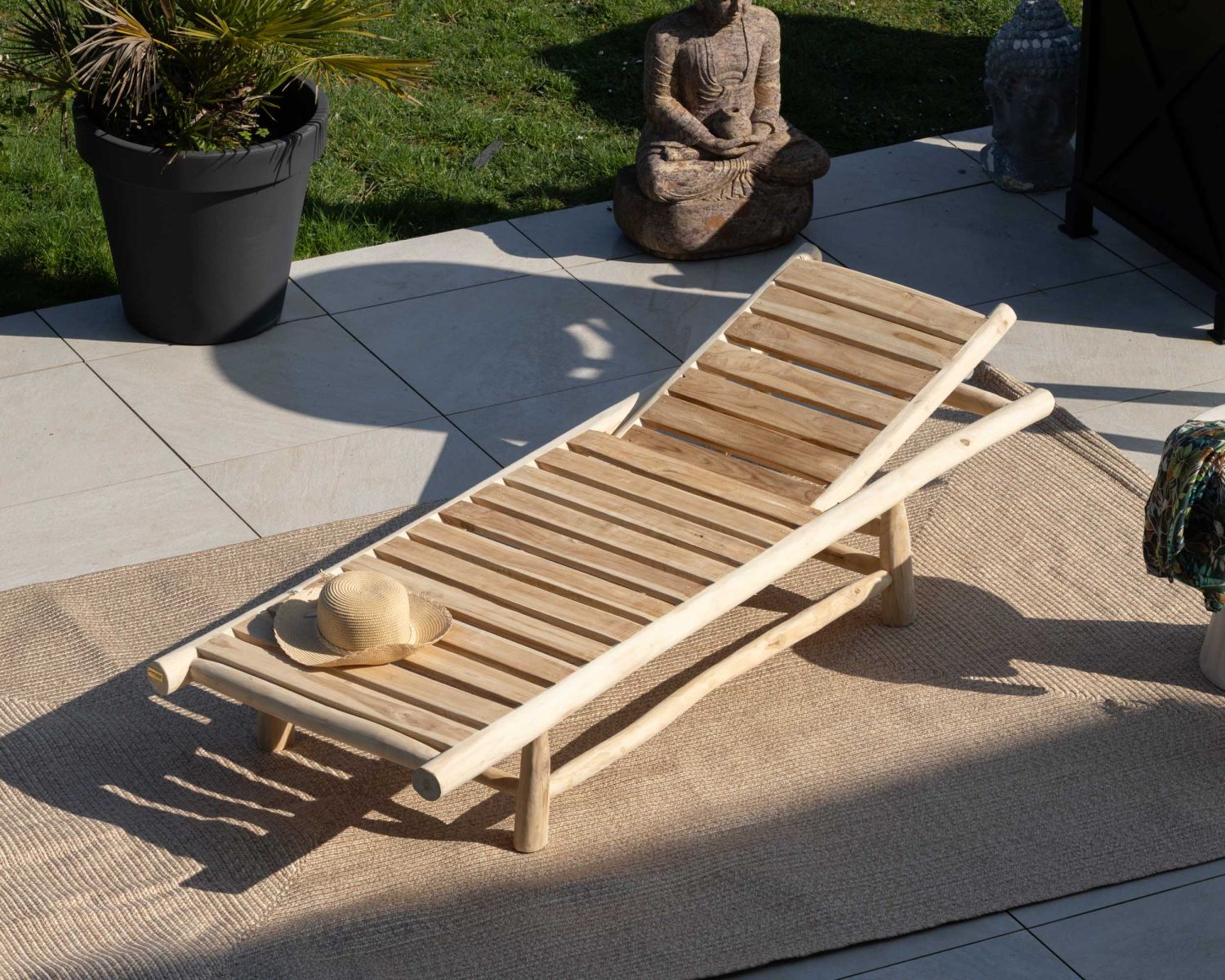 Lettino a 1 posto "Sumatra" dal design esotico con struttura a rami