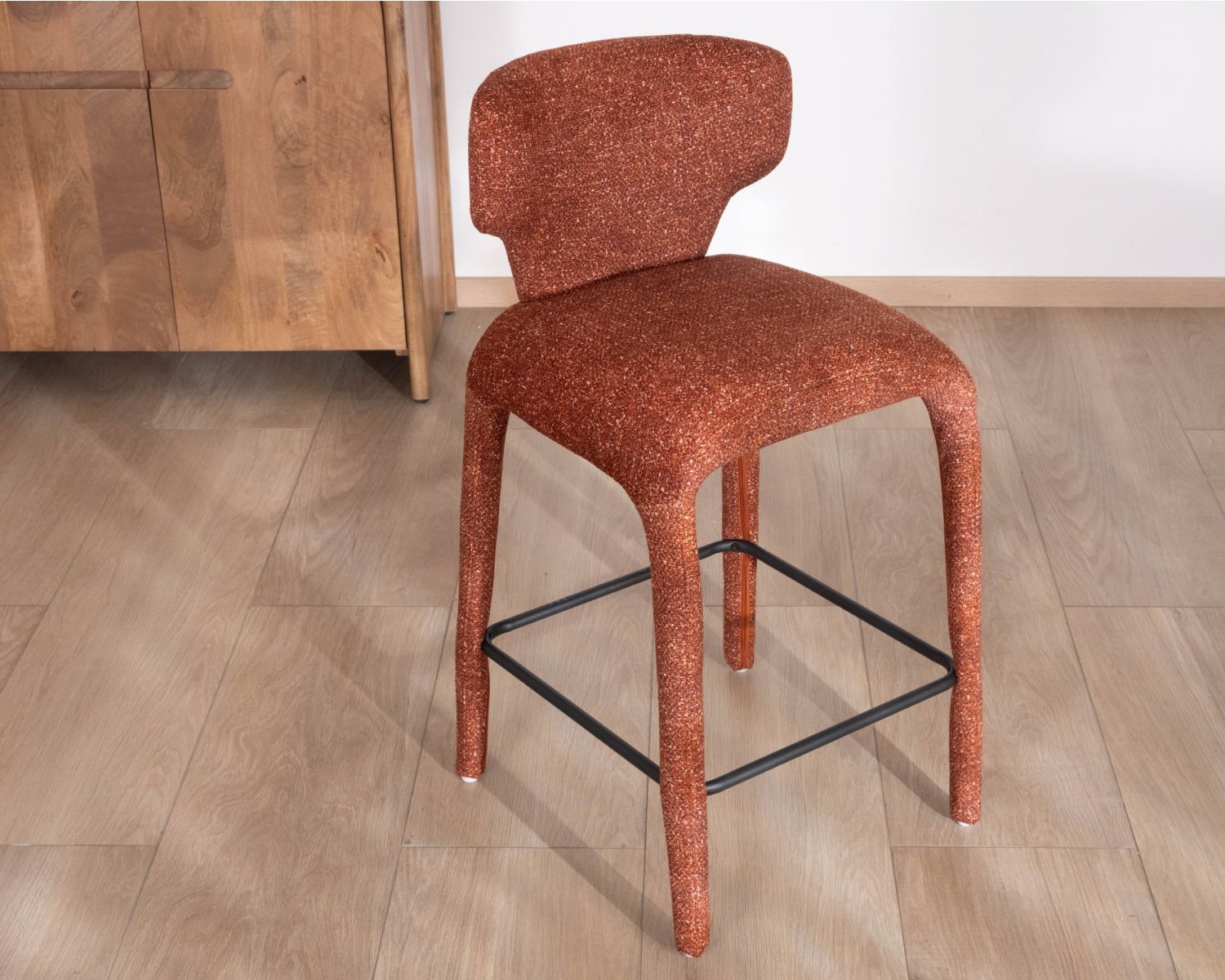 Set di 2 sedie a mezza altezza in tessuto melange color terracotta "Milano" con rivestimento integrale