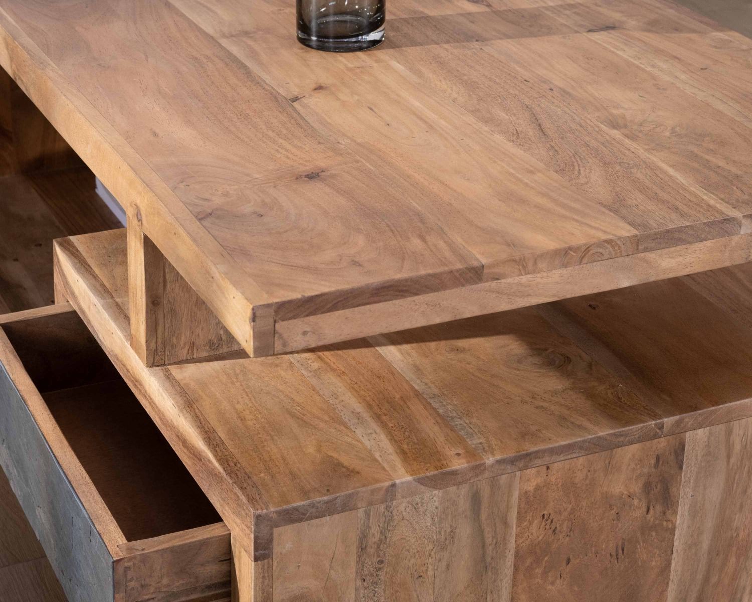 Tavolino rettangolare contemporaneo "Paguera" 120x70cm in legno massiccio di acacia