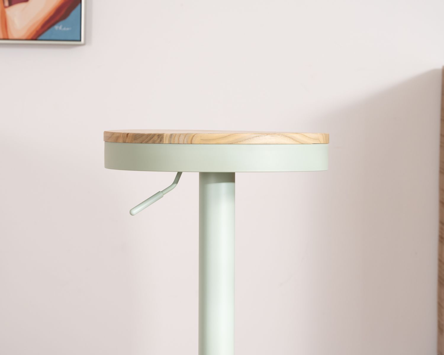 Set di 2 sgabelli regolabili "Juo" con seduta in legno in metallo verde acido