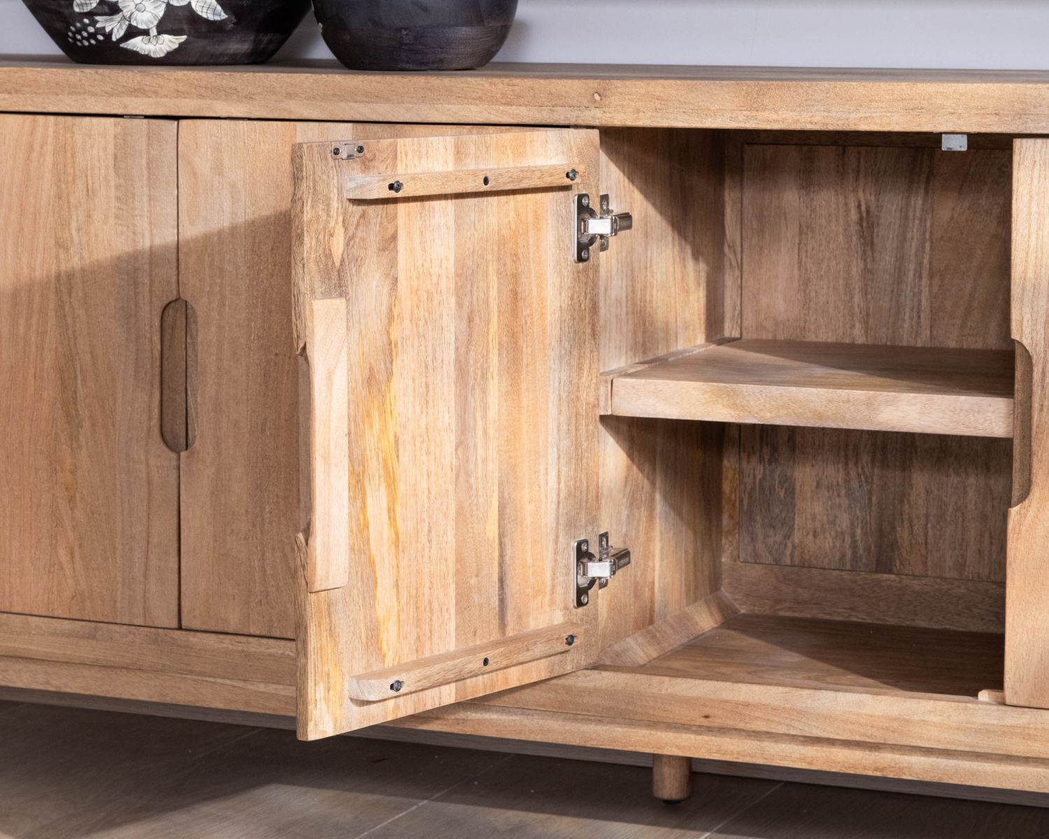 Credenza a 4 ante in stile Japandi in mango massiccio "Haya" 200 cm