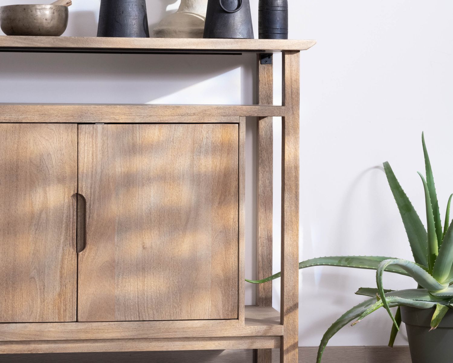 Credenza a 4 ante in stile Japandi in mango massiccio "Haya" 200 cm