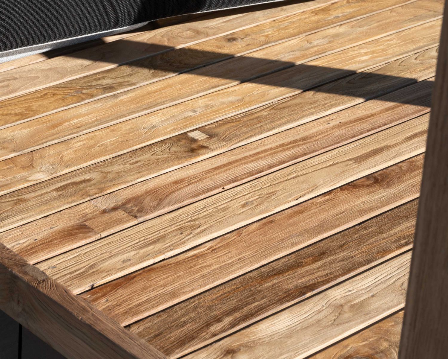 Letto da giardino "Eclipse" in teak e tessuto speciale per esterni grigio chiaro