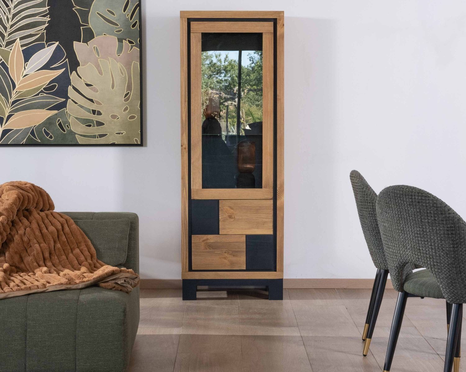 Mobile contenitore smaltato a 2 ante "Cubo" in pino spazzolato