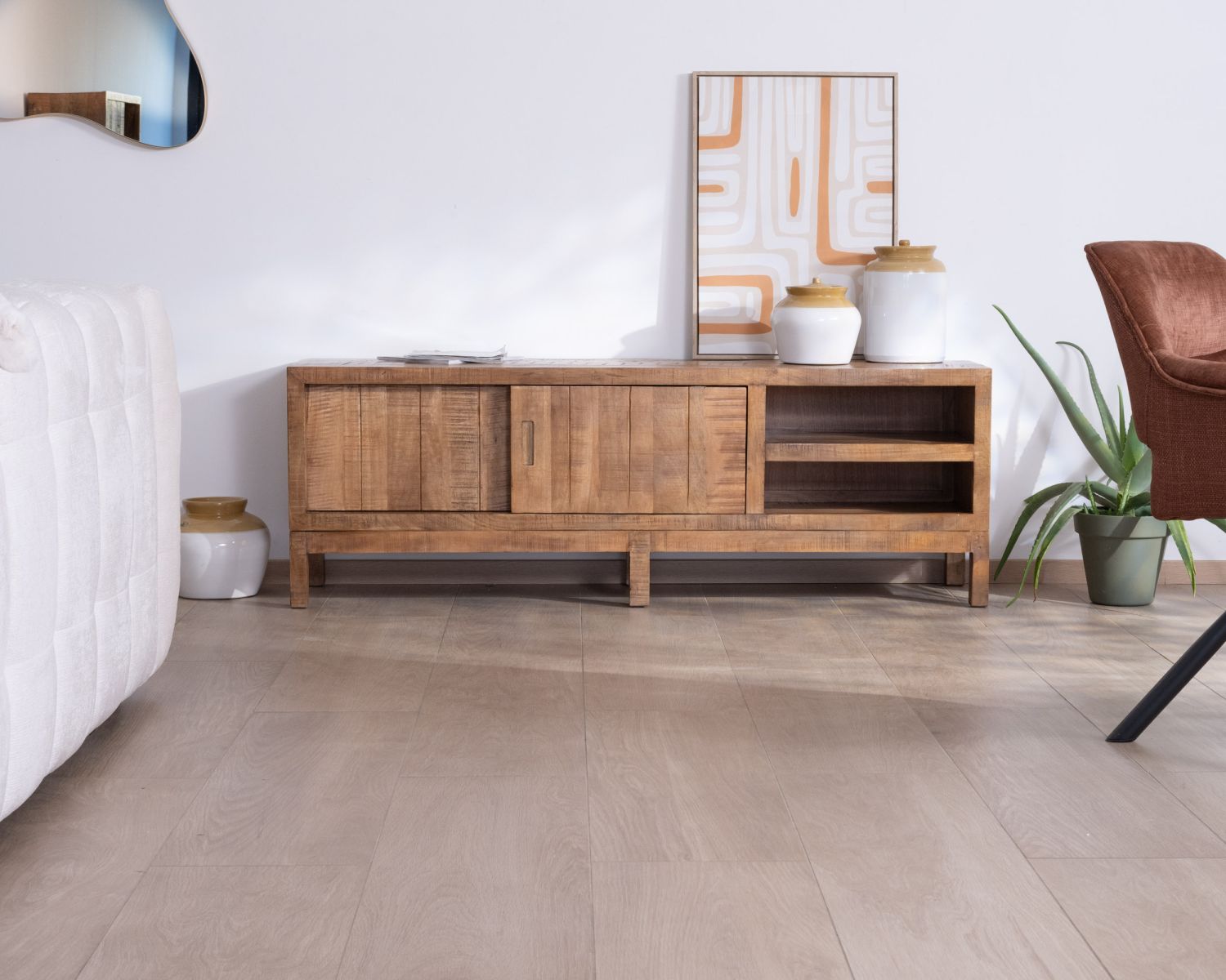 Porta TV in mango massiccio "Aruna" in stile etnico chic 