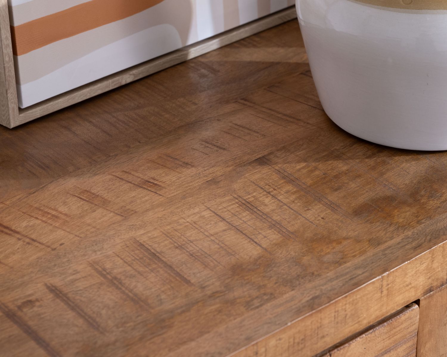 Porta TV in mango massiccio "Aruna" in stile etnico chic 