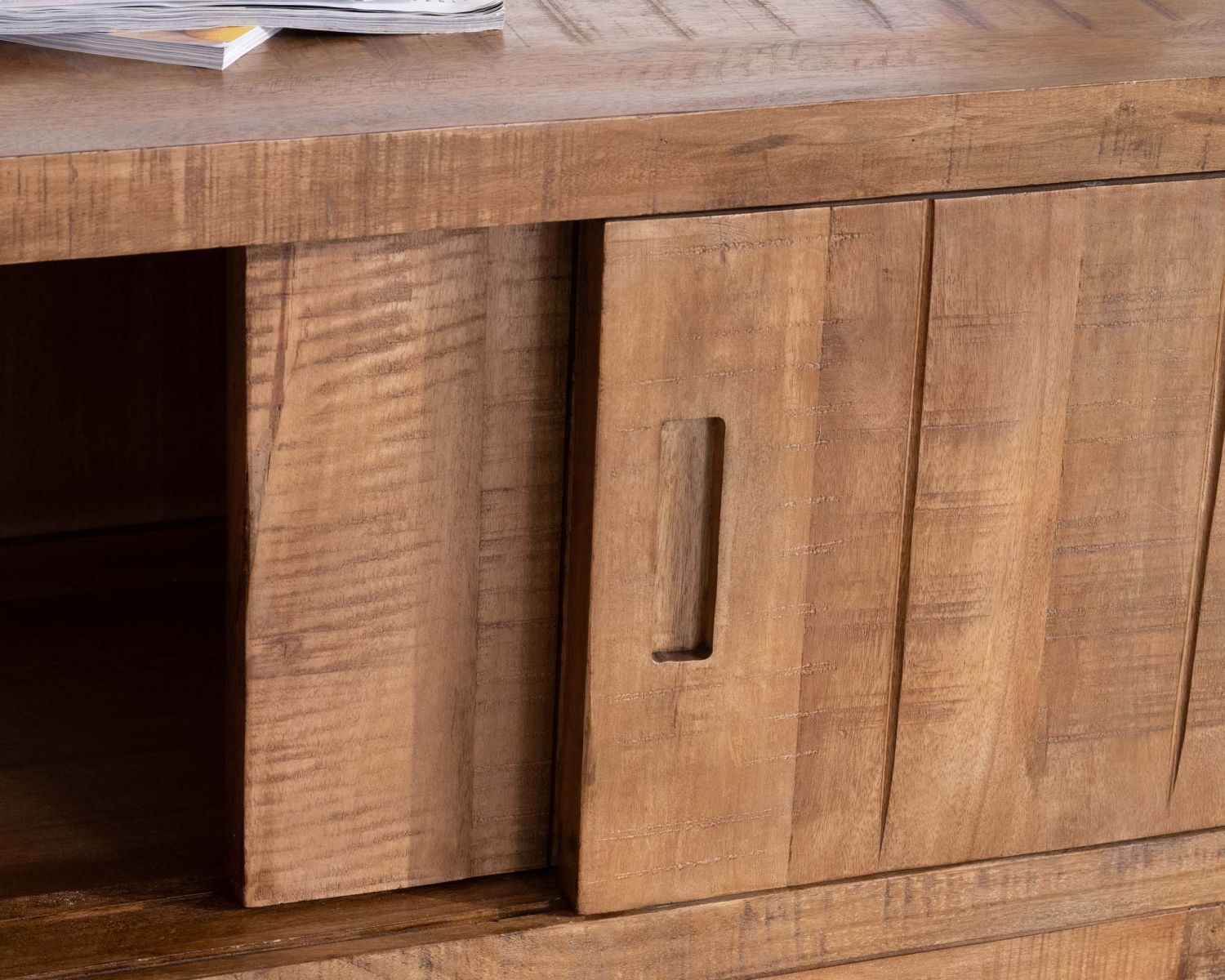 Porta TV in mango massiccio "Aruna" in stile etnico chic 