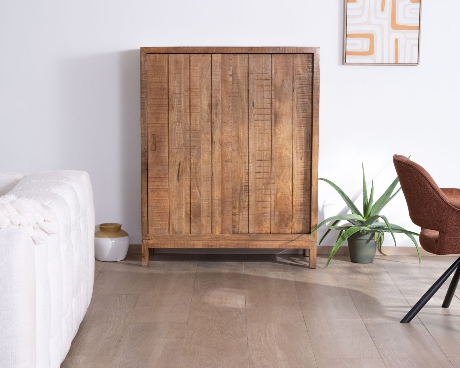 Credenza in mango massiccio "Aruna" con 2 ante scorrevoli, stile caldo