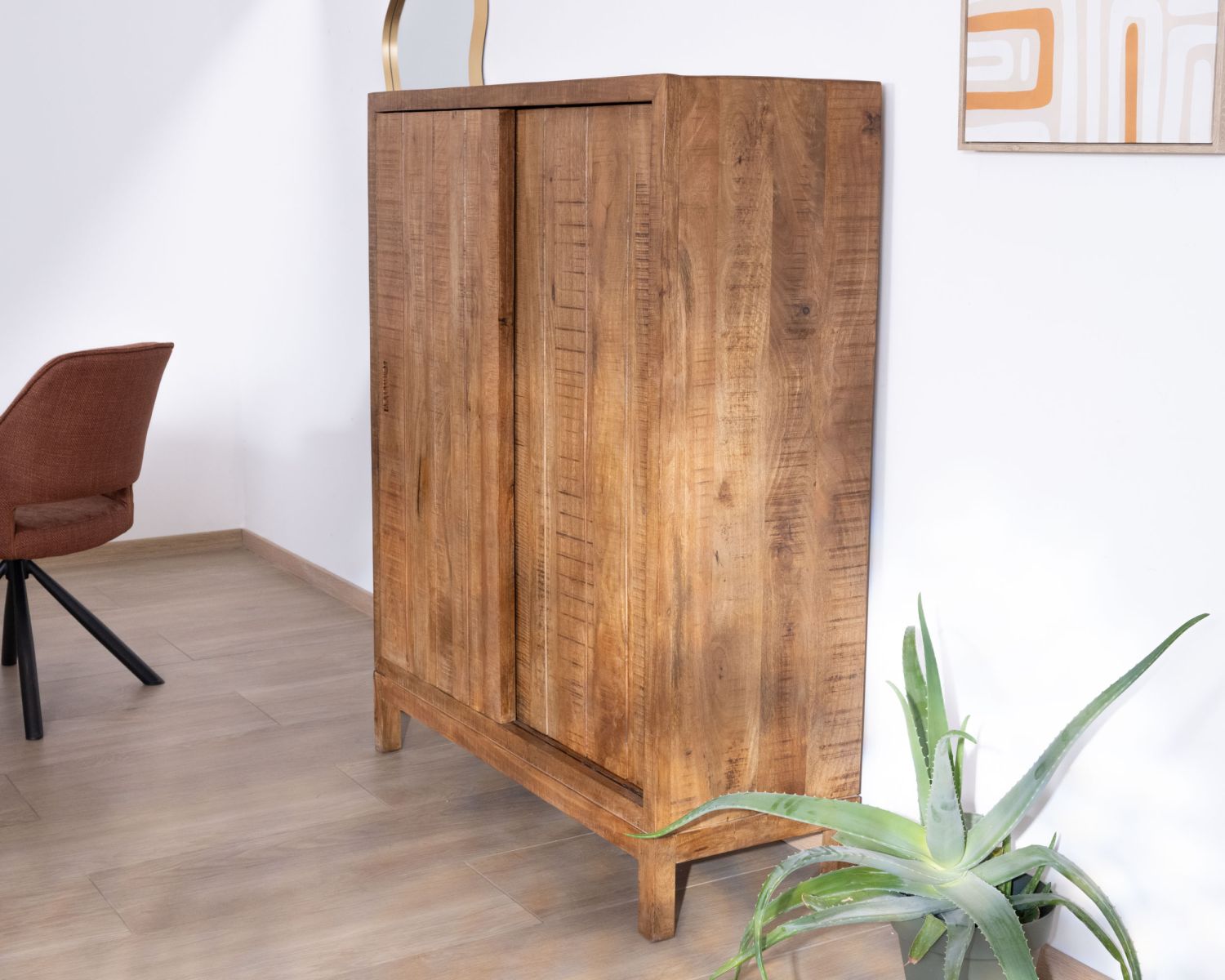 Credenza in mango massiccio "Aruna" con 2 ante scorrevoli, stile caldo