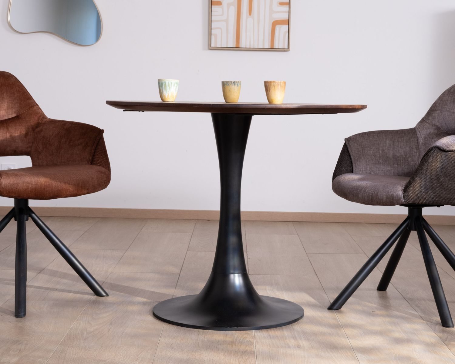 Tavolo rotondo da bistrot "Piccadilly" da 90 cm con gamba a tulipano in metallo nero