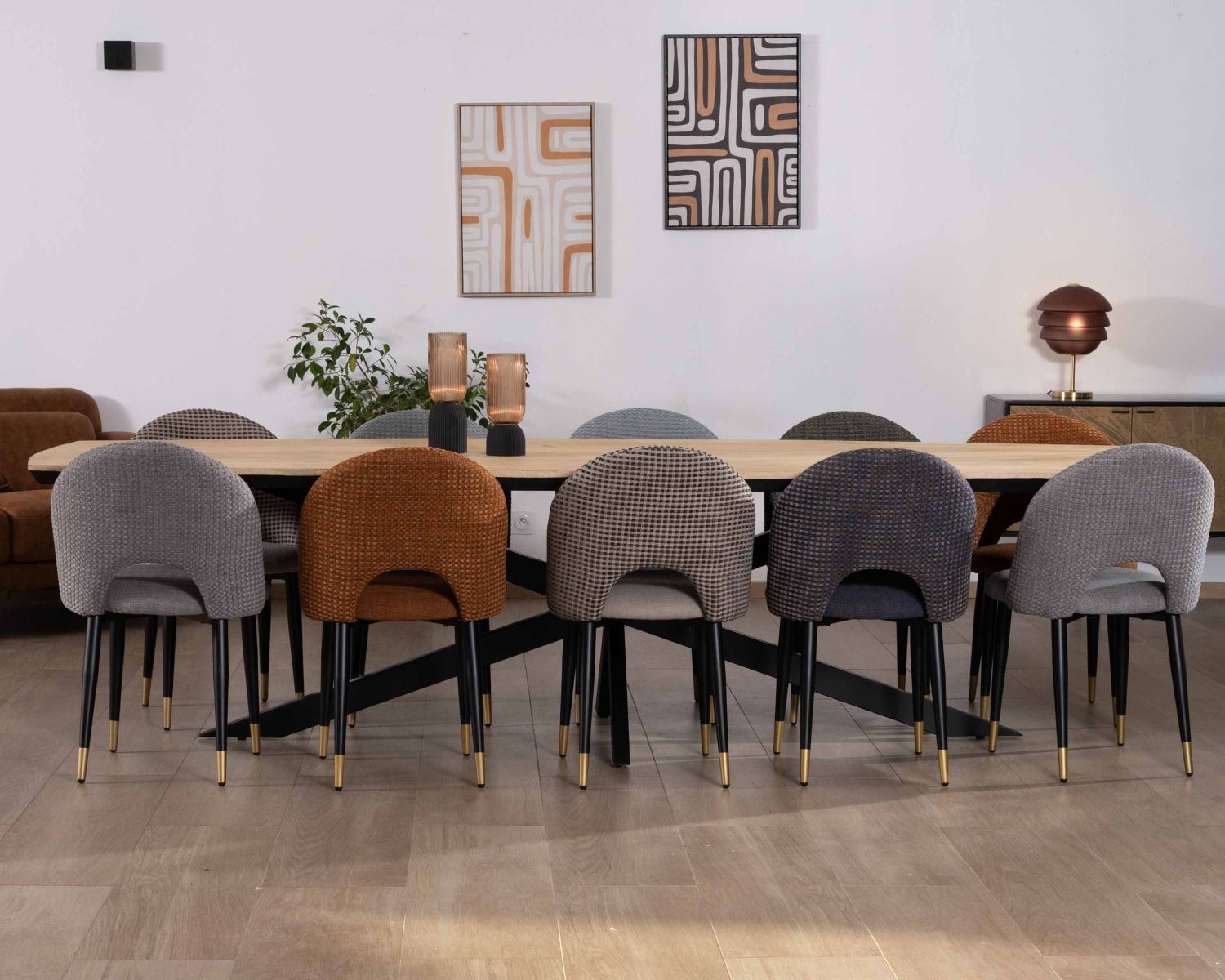 Set di 2 sedie in tessuto grigio "Vermont" con gambe in metallo laccato nero