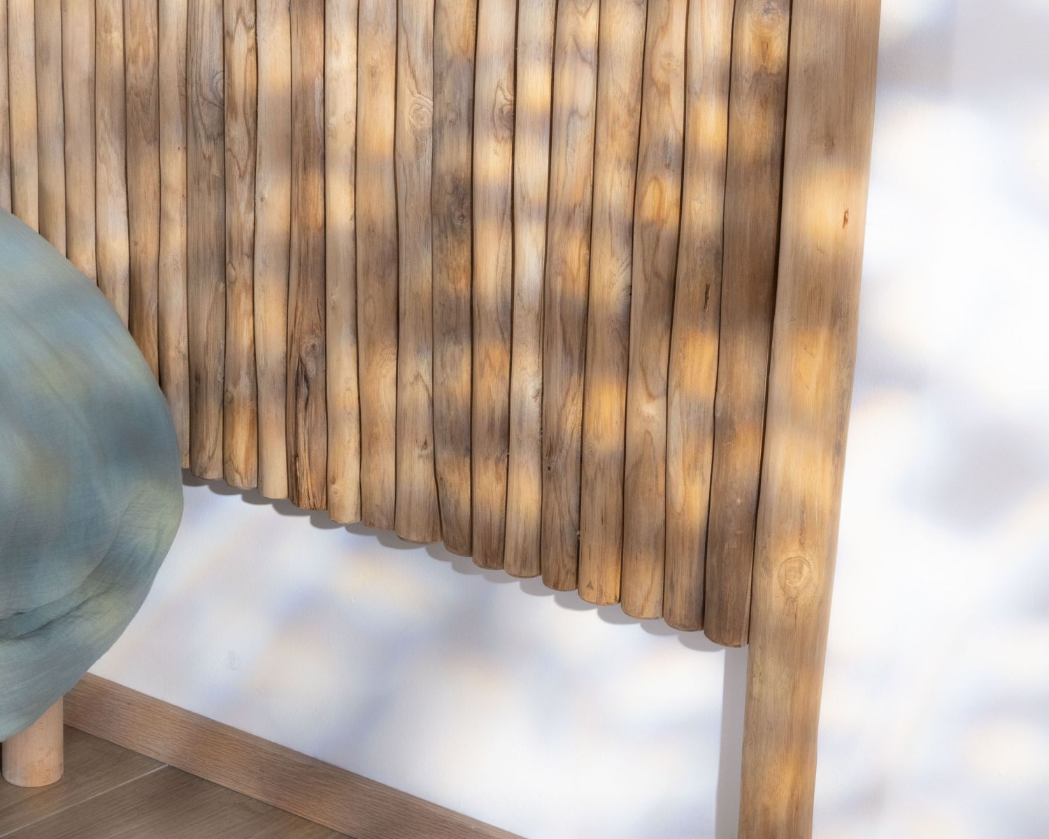 Originale testata da 160 cm in rami di teak naturale "Sumatra