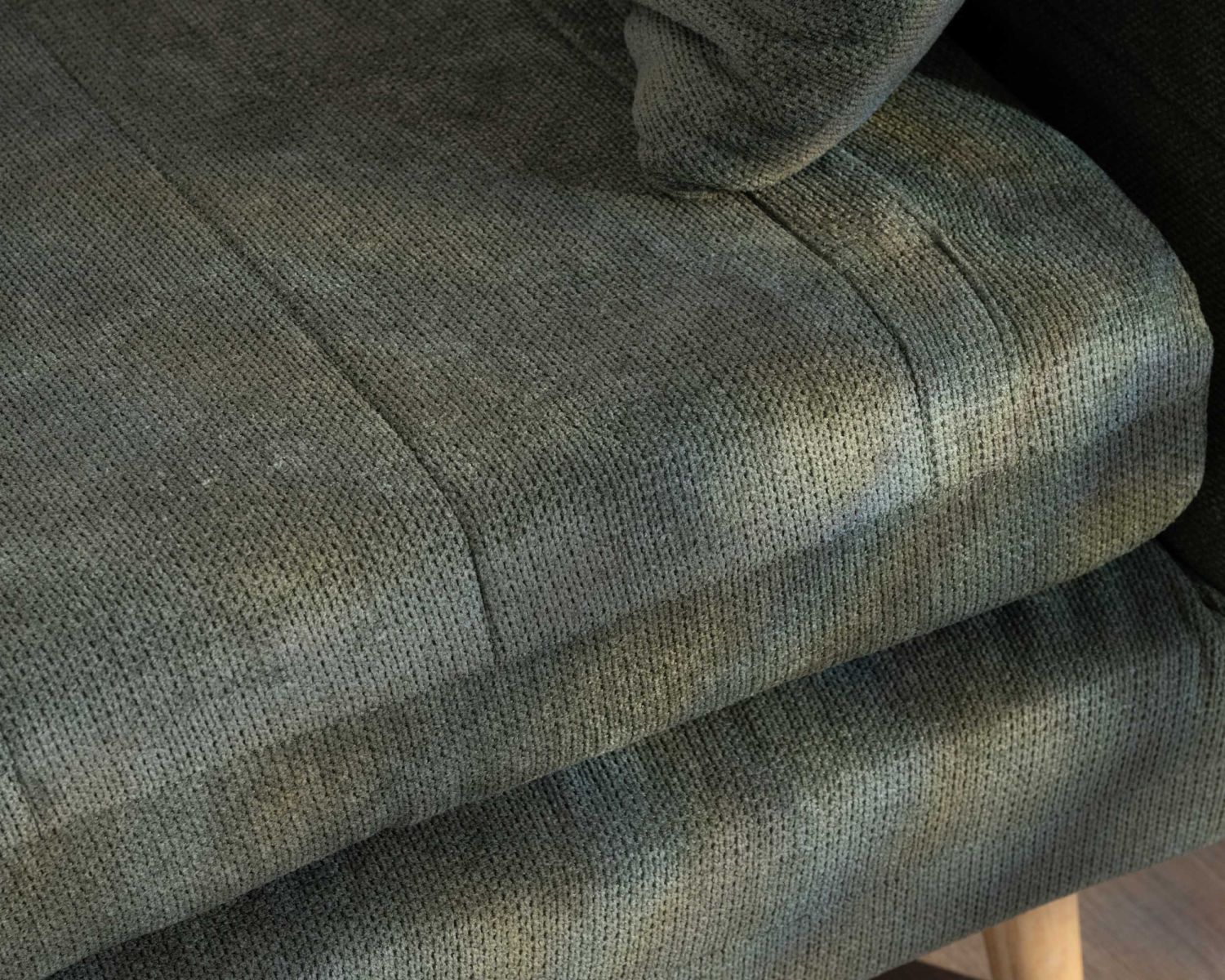 Poltrona modulare 2 in 1 in stile vintage "Folda" in tessuto verde kaki