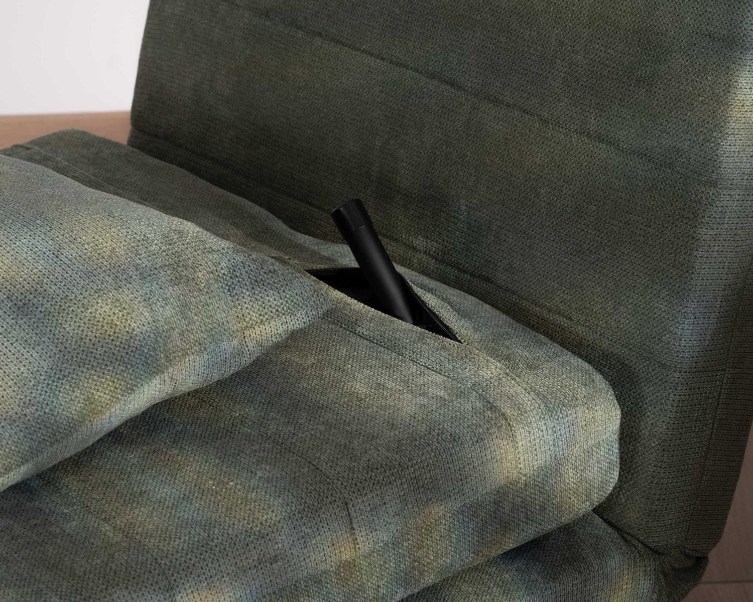 Poltrona modulare 2 in 1 in stile vintage "Folda" in tessuto verde kaki