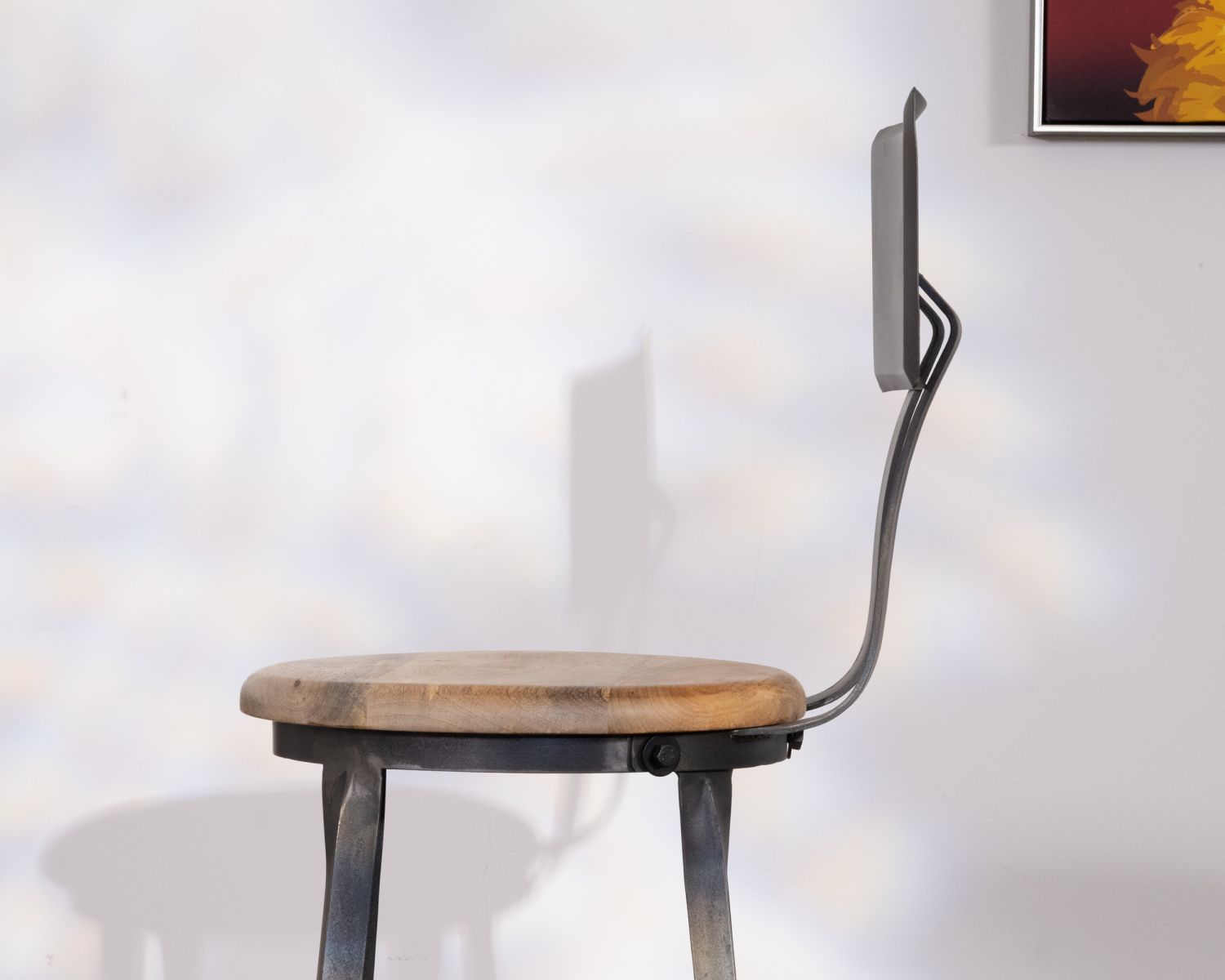 Sedia da bar "Atelier grey" in metallo e legno grigio antico, altezza 110 cm