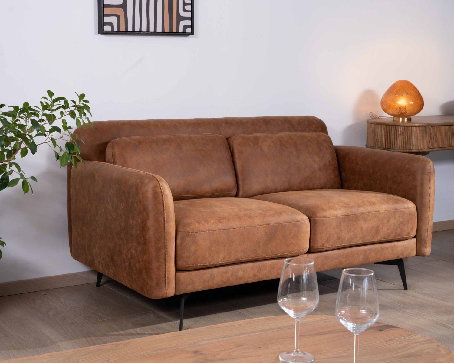 Divano a due posti "Memphis" in avana