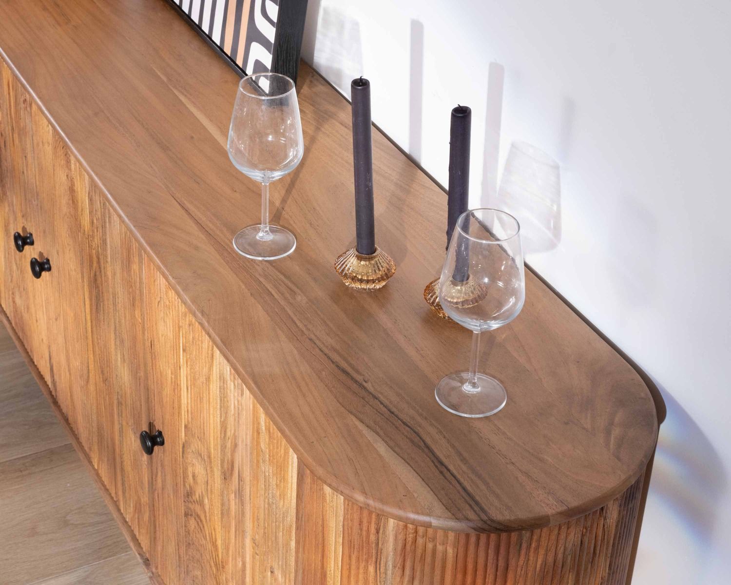 Credenza retrò "Boomer" a 3 ante in acacia massiccia 175 cm