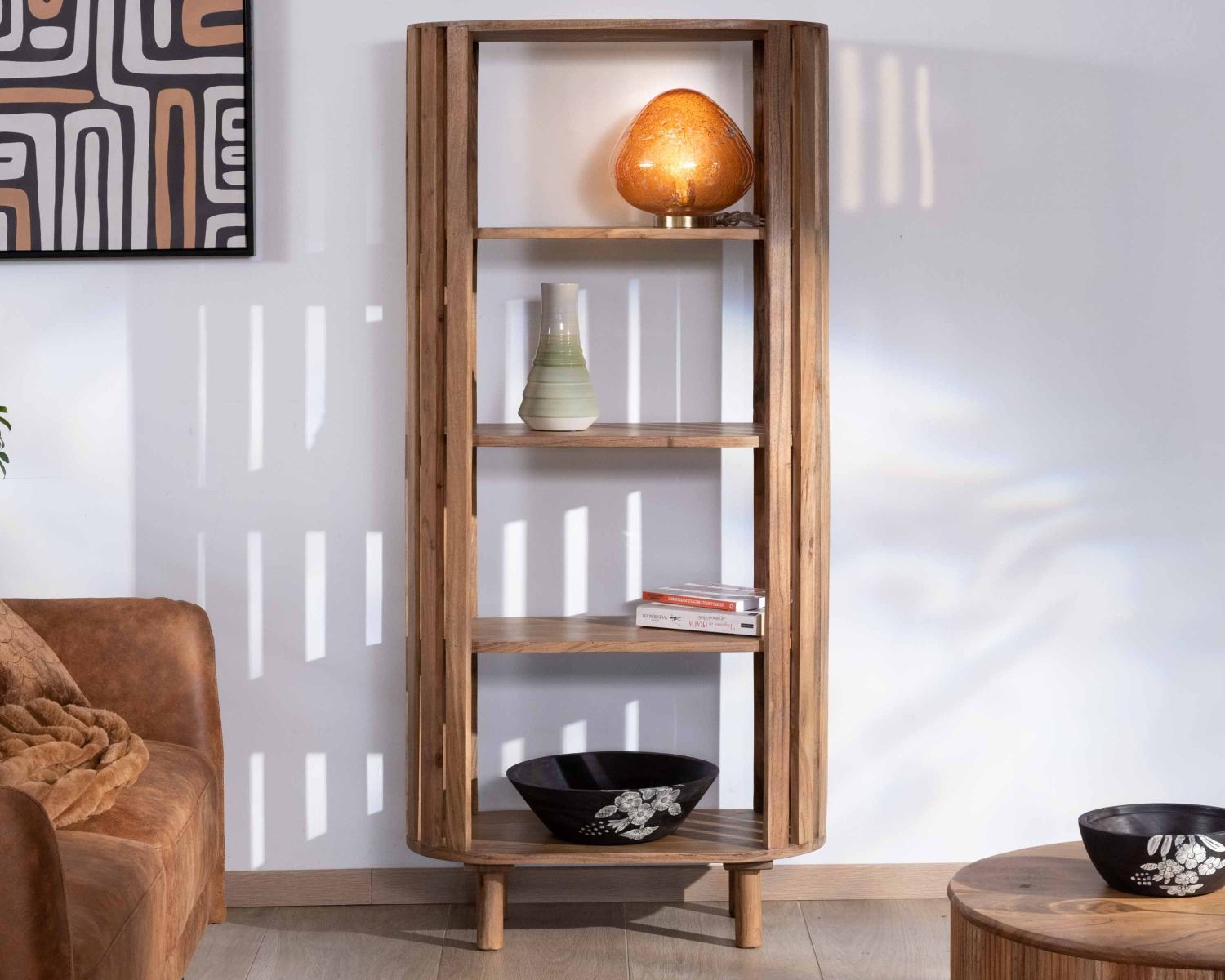 Libreria minimalista "Latura" a 4 livelli in acacia massiccia