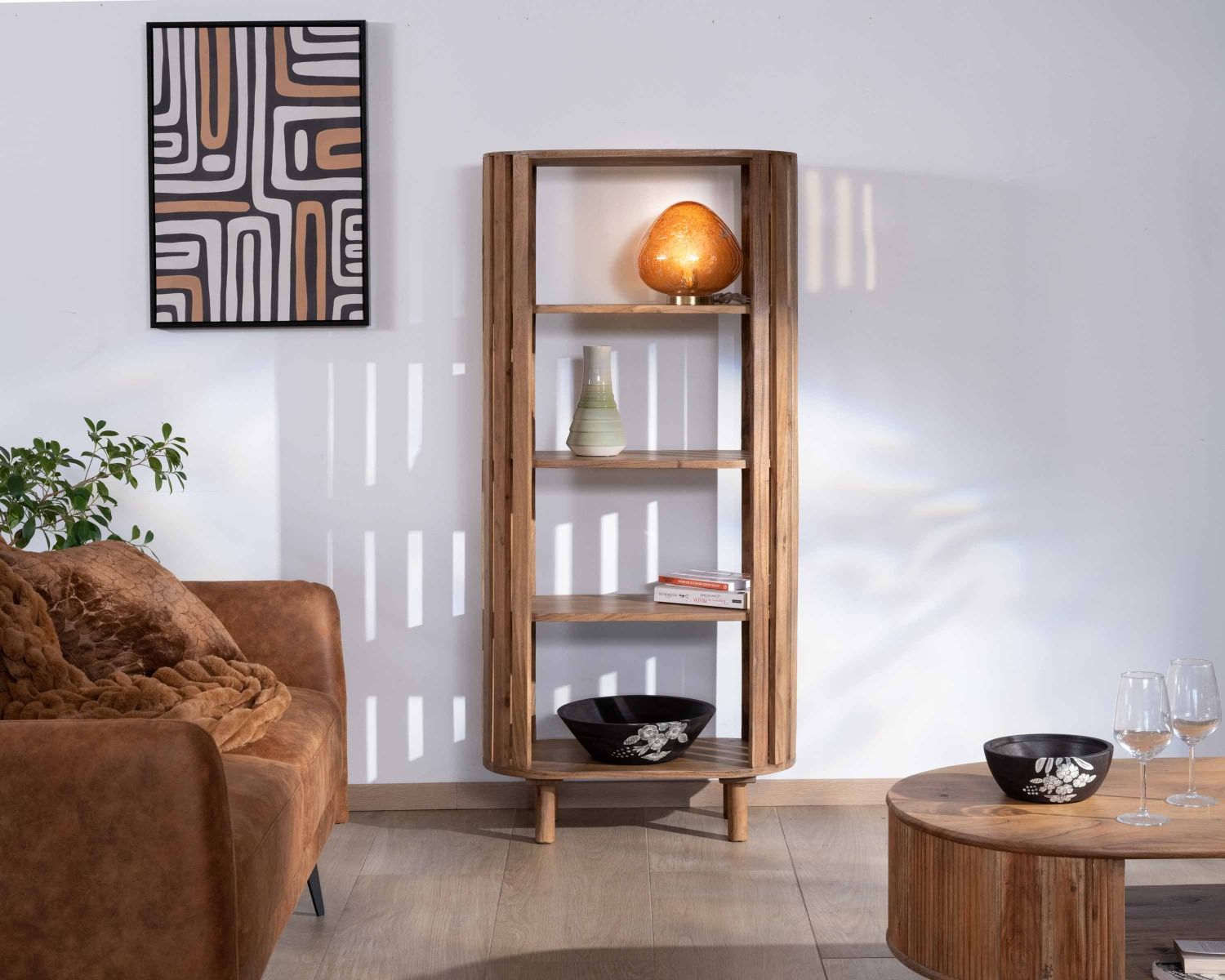 Libreria minimalista "Latura" a 4 livelli in acacia massiccia