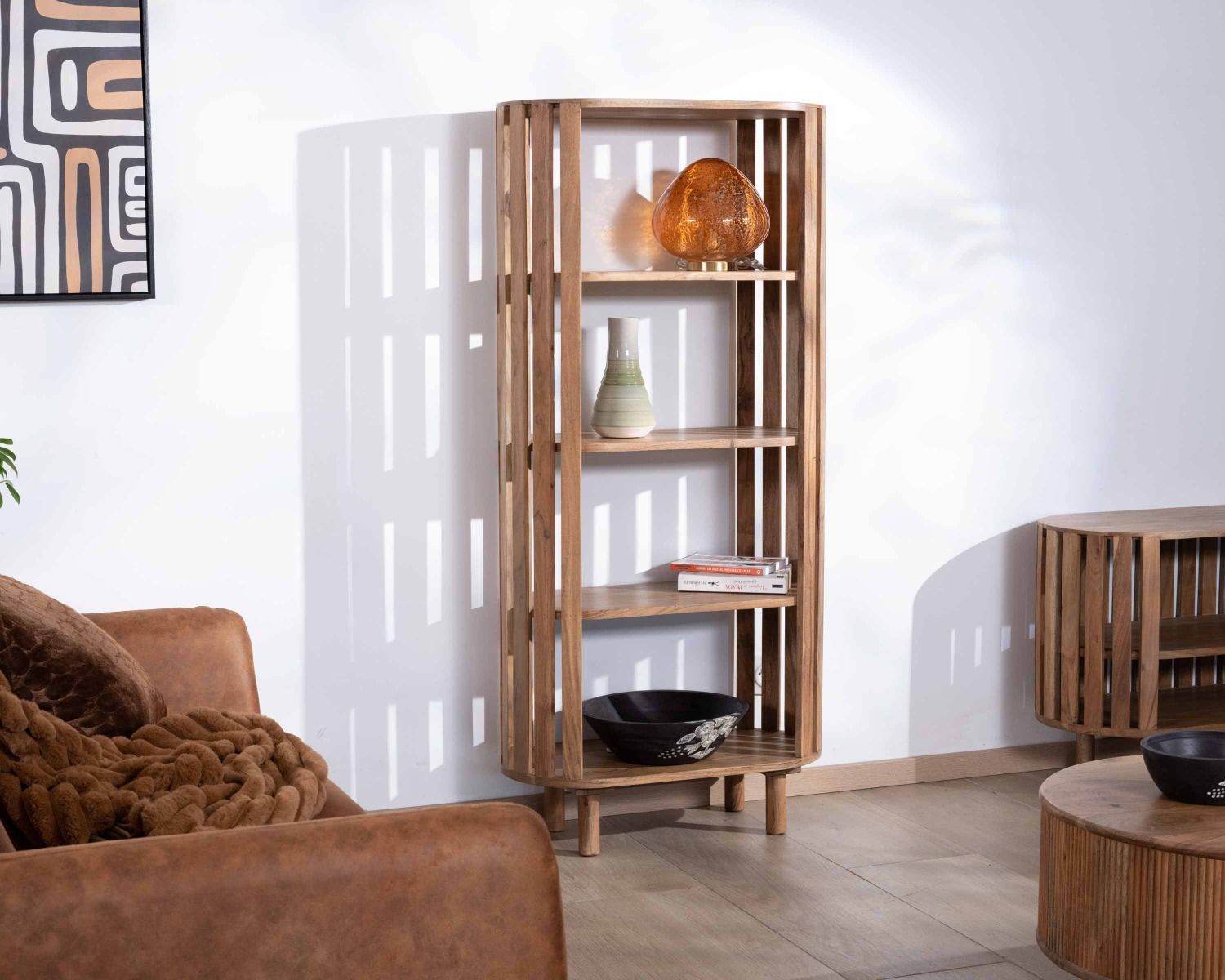 Libreria minimalista "Latura" a 4 livelli in acacia massiccia