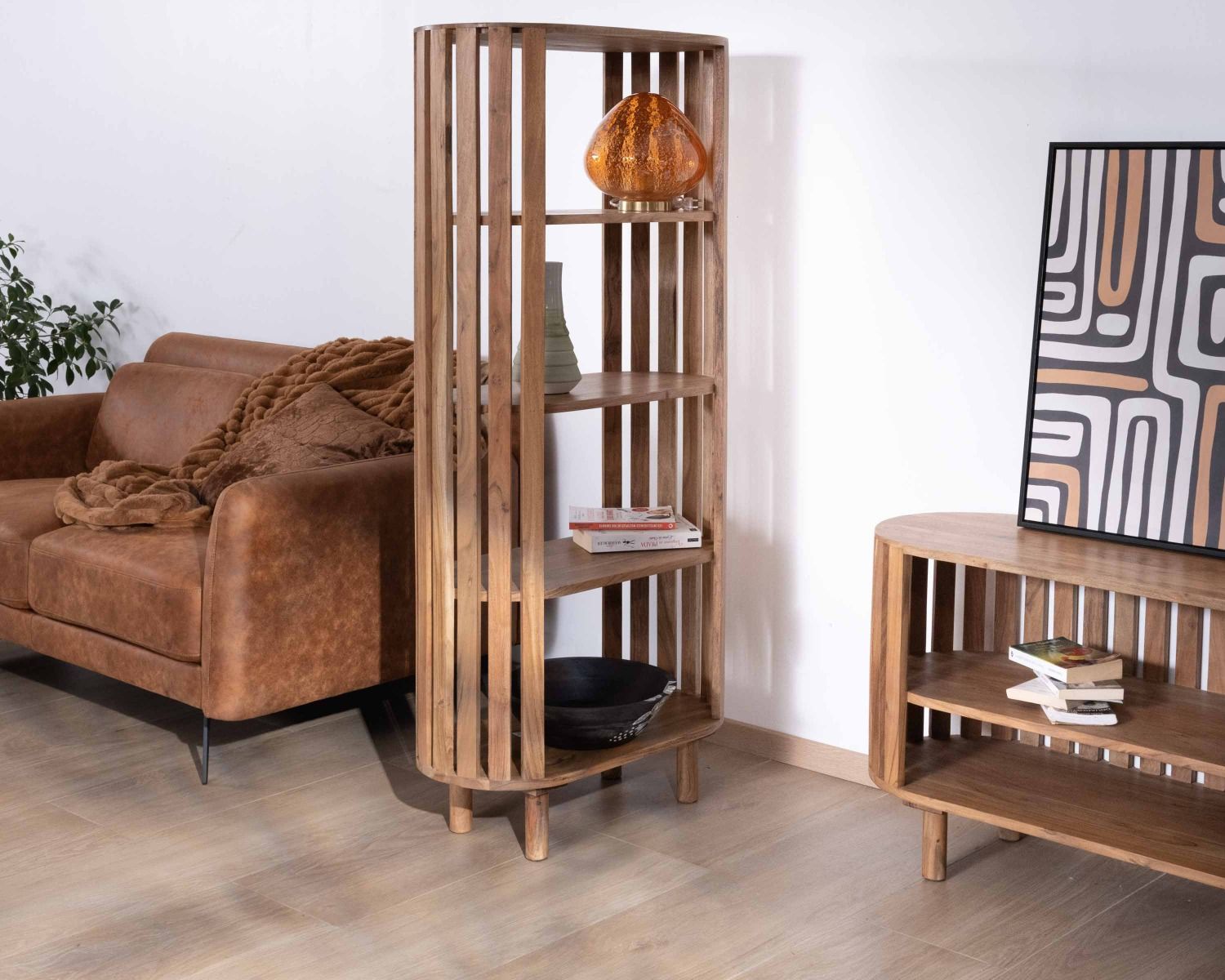 Libreria minimalista "Latura" a 4 livelli in acacia massiccia