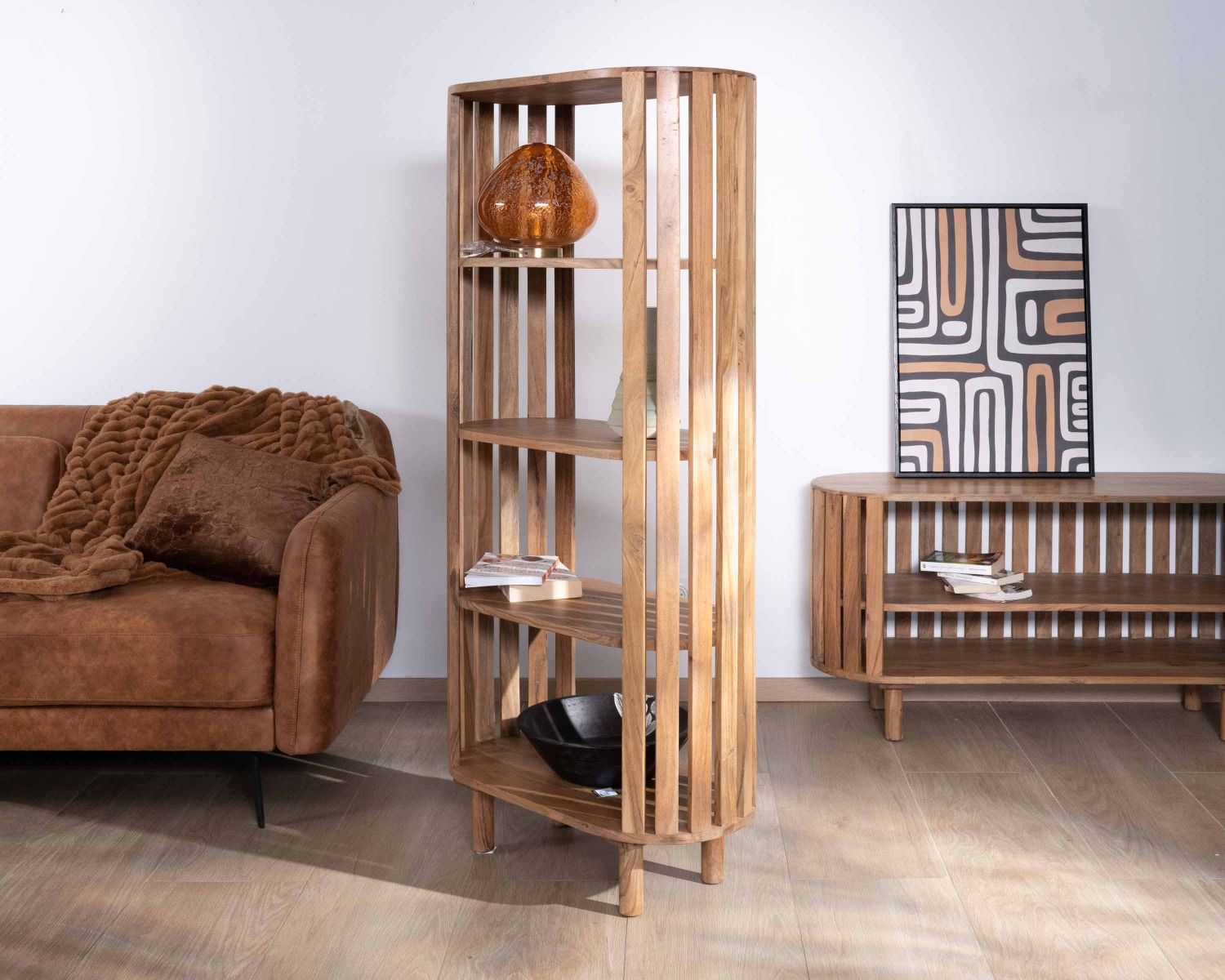 Libreria minimalista "Latura" a 4 livelli in acacia massiccia