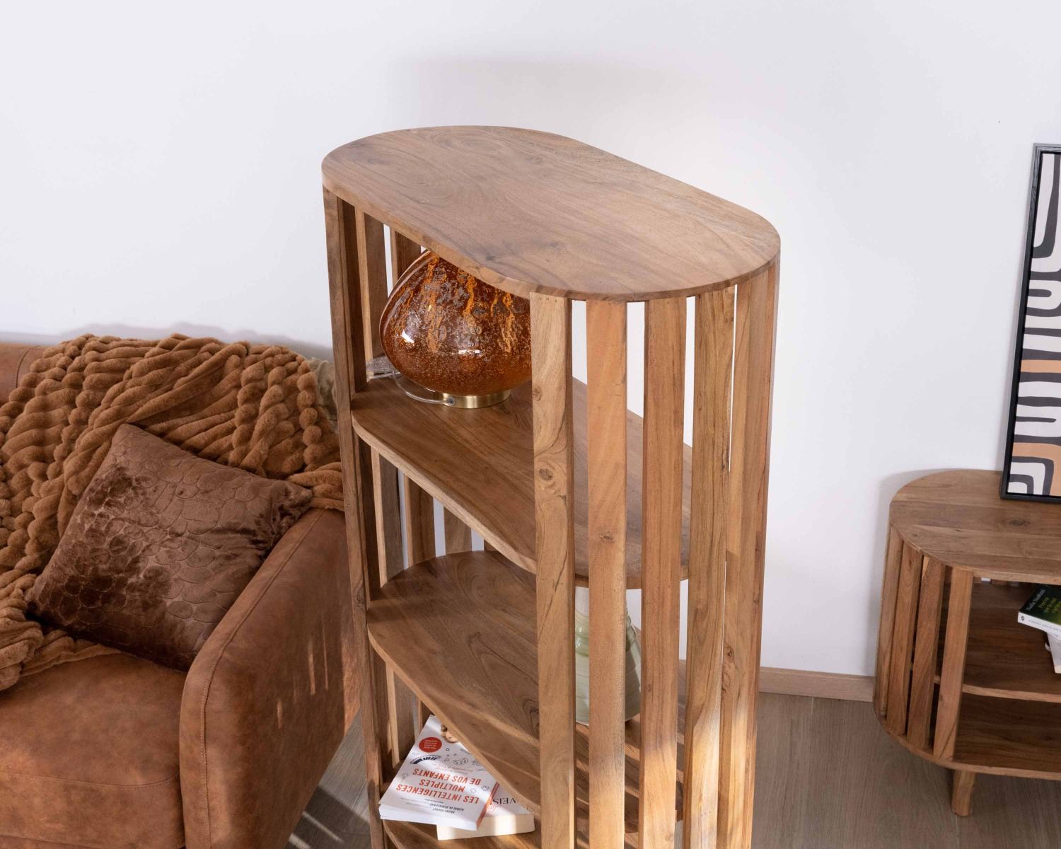 Libreria minimalista "Latura" a 4 livelli in acacia massiccia