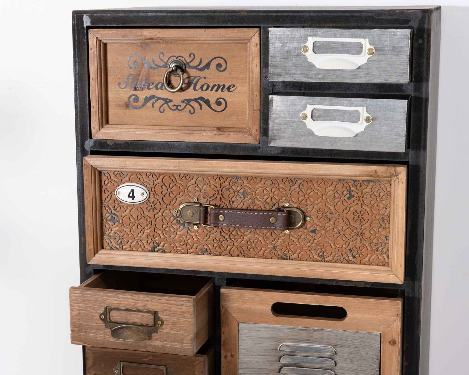 Cassettiera verticale in abete nero e frontali decorati "Mélimélo Indus"