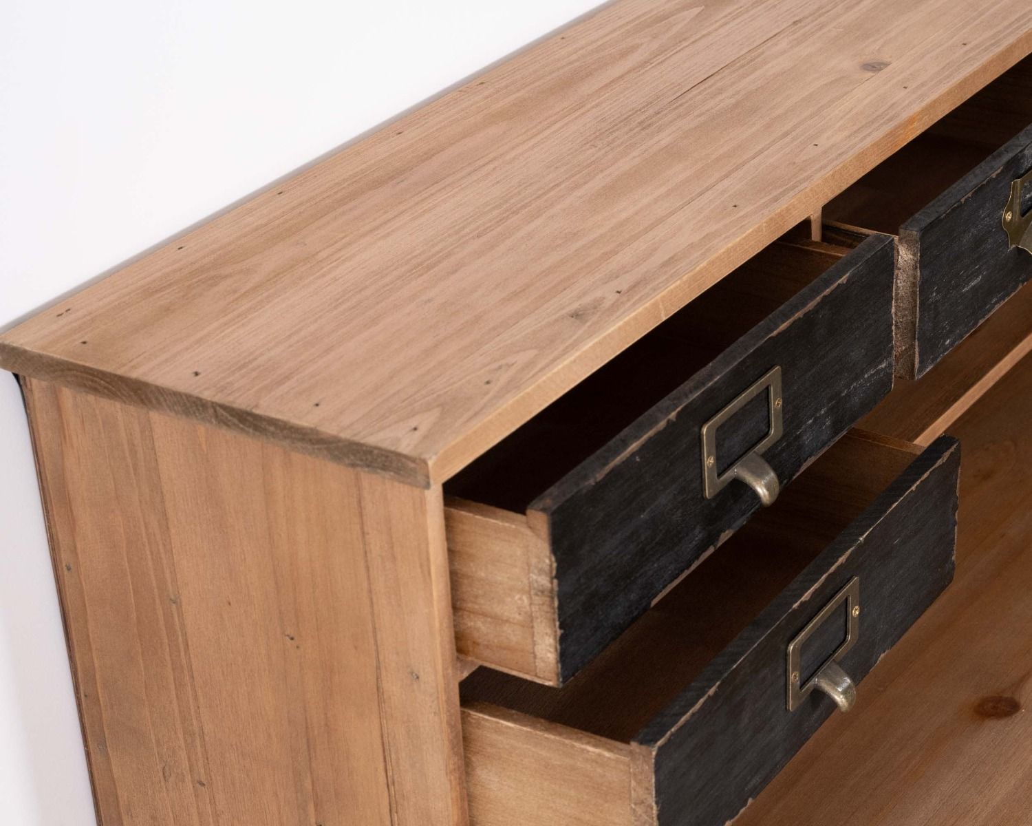 Mensola a muro in abete massiccio "Mélimélo Indus" con cassettini in metallo