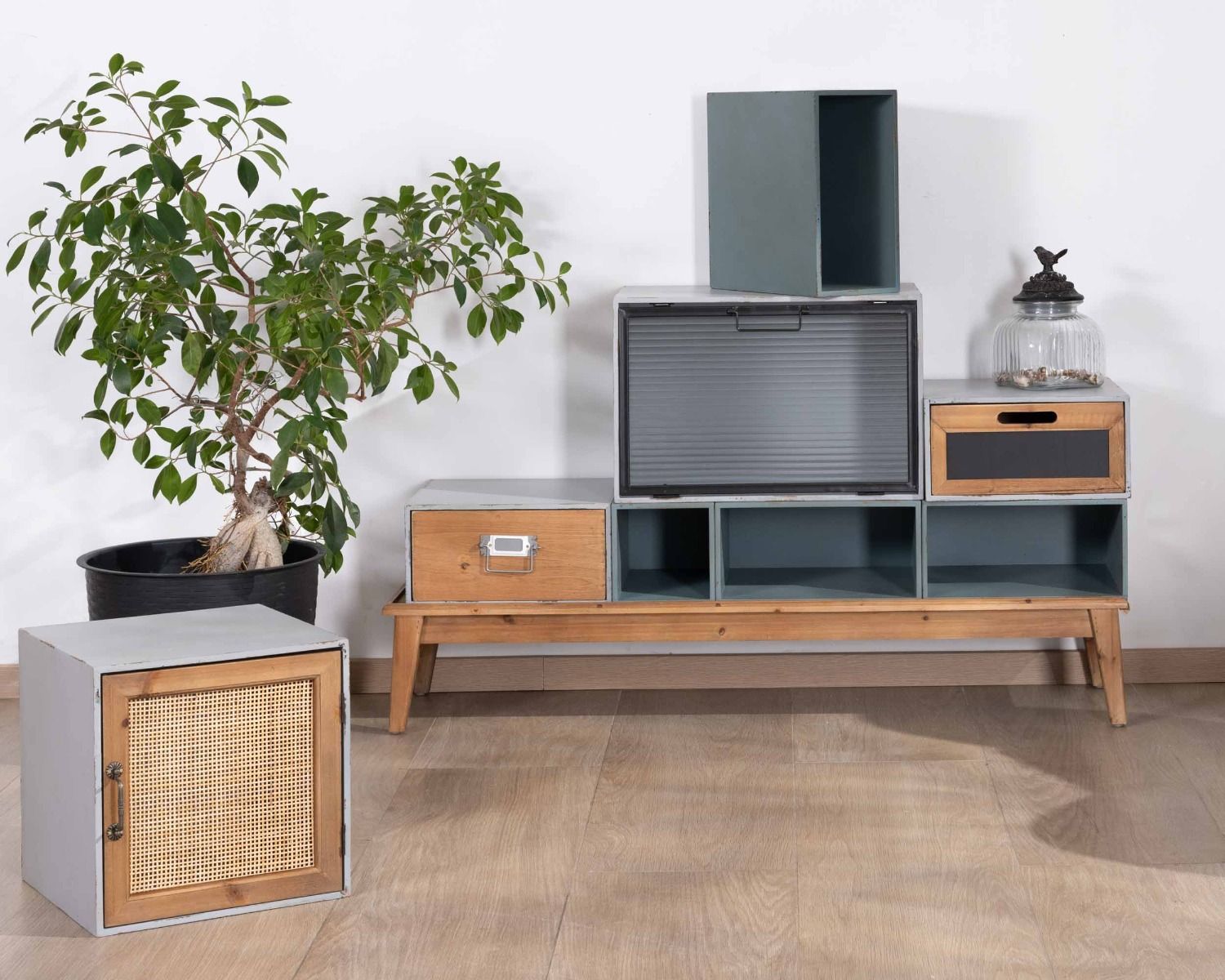 Cassettiera componibile in pino "Mélimélo Indus" con vari frontali