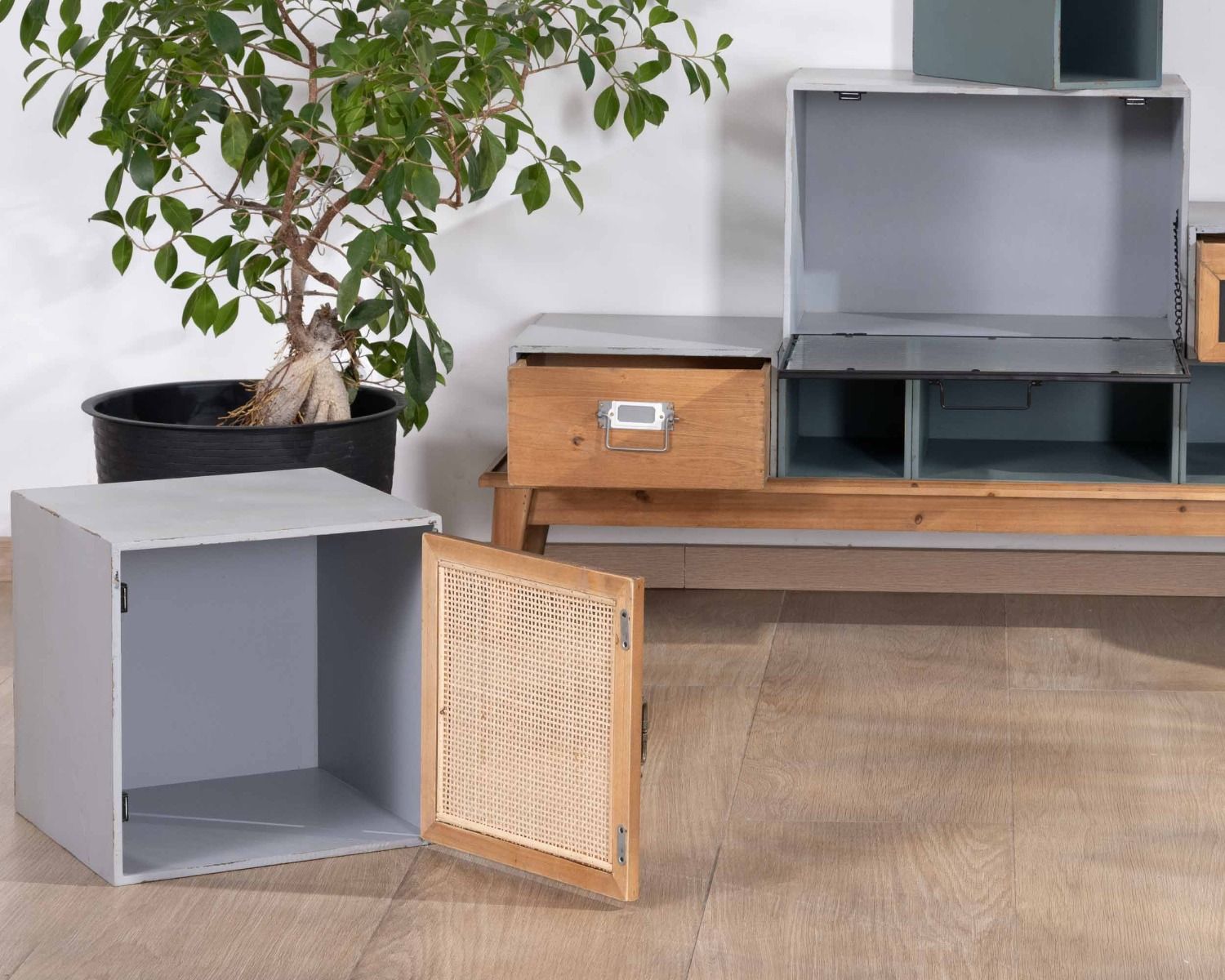 Cassettiera componibile in pino "Mélimélo Indus" con vari frontali