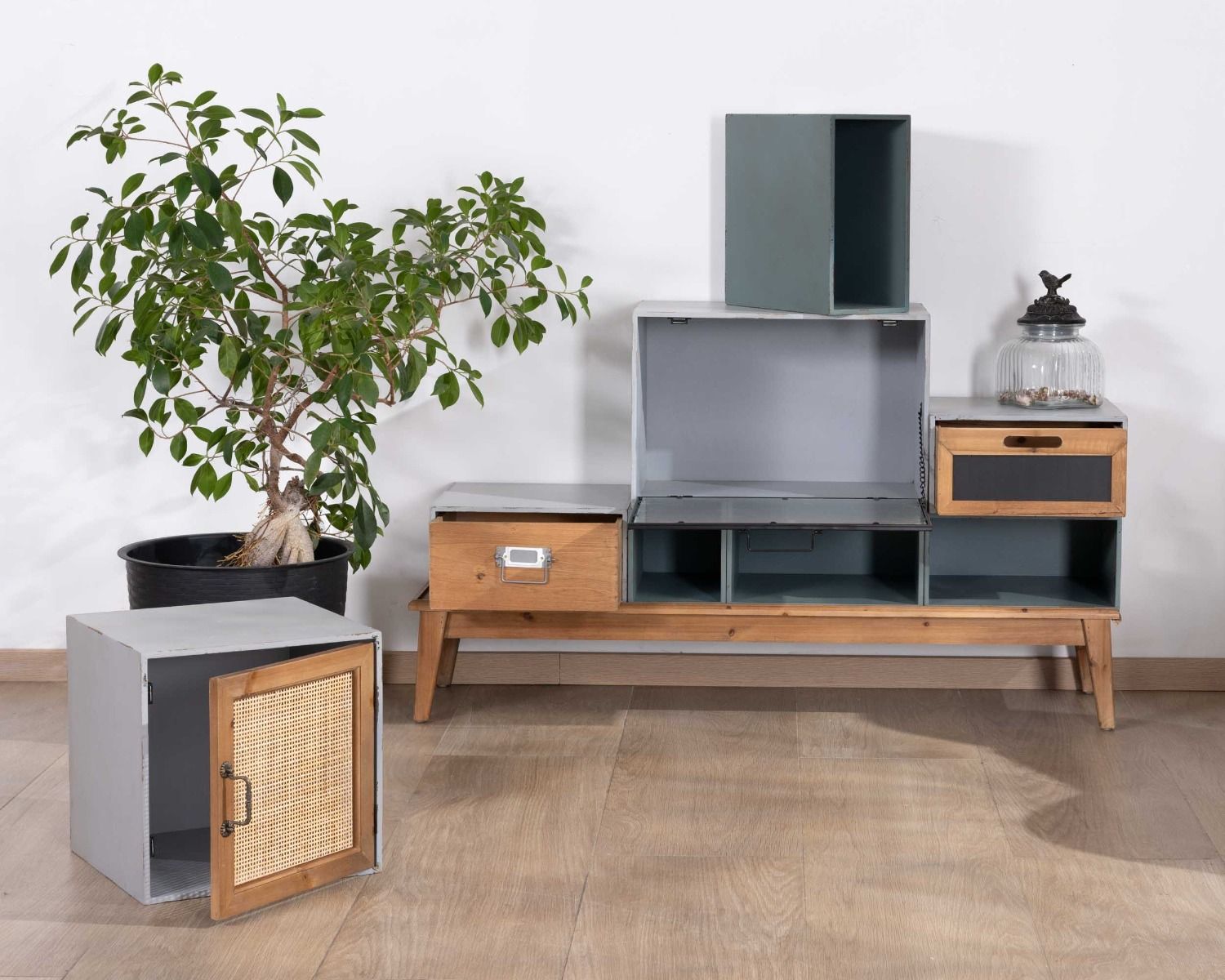 Cassettiera componibile in pino "Mélimélo Indus" con vari frontali