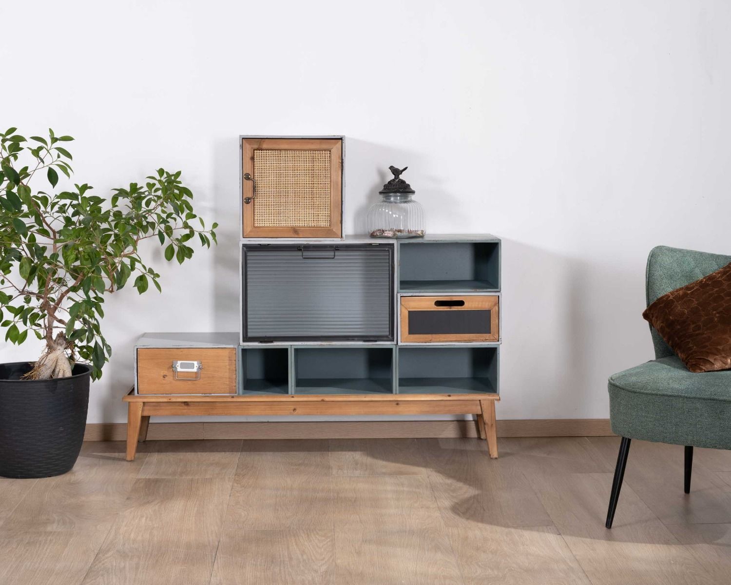 Cassettiera componibile in pino "Mélimélo Indus" con vari frontali