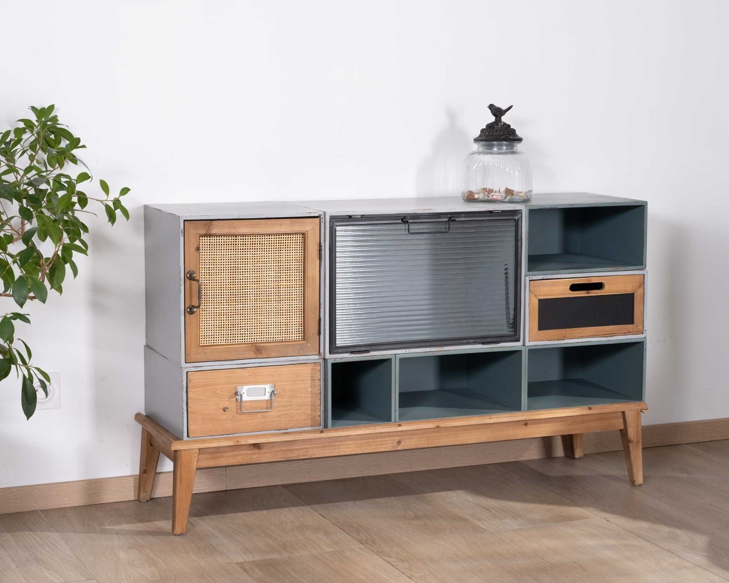 Cassettiera componibile in pino "Mélimélo Indus" con vari frontali