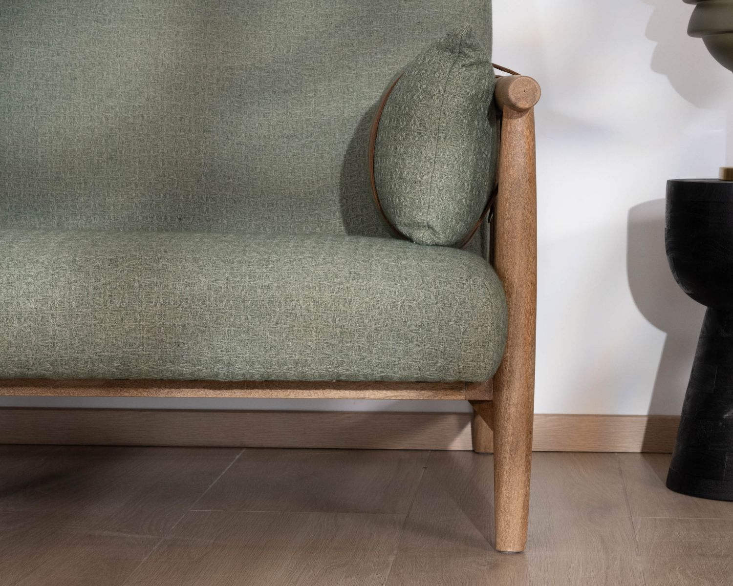 Divano a 2 posti in stile etnico "Plume" in tessuto goffrato kaki